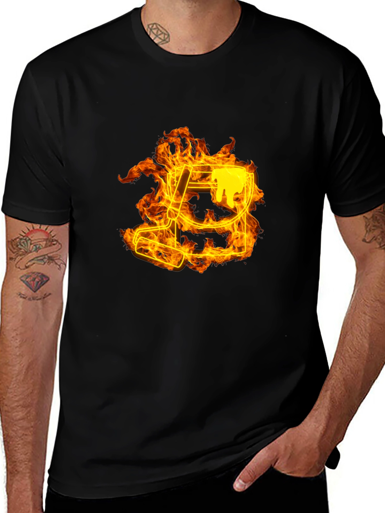 Variant 16 of Flaming Paint Bucket Graphic Tee - Cool Artistic Design