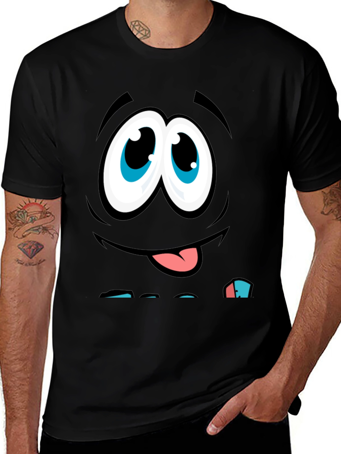 Variant 10 of Funny Cartoon Face Graphic Print T-Shirt