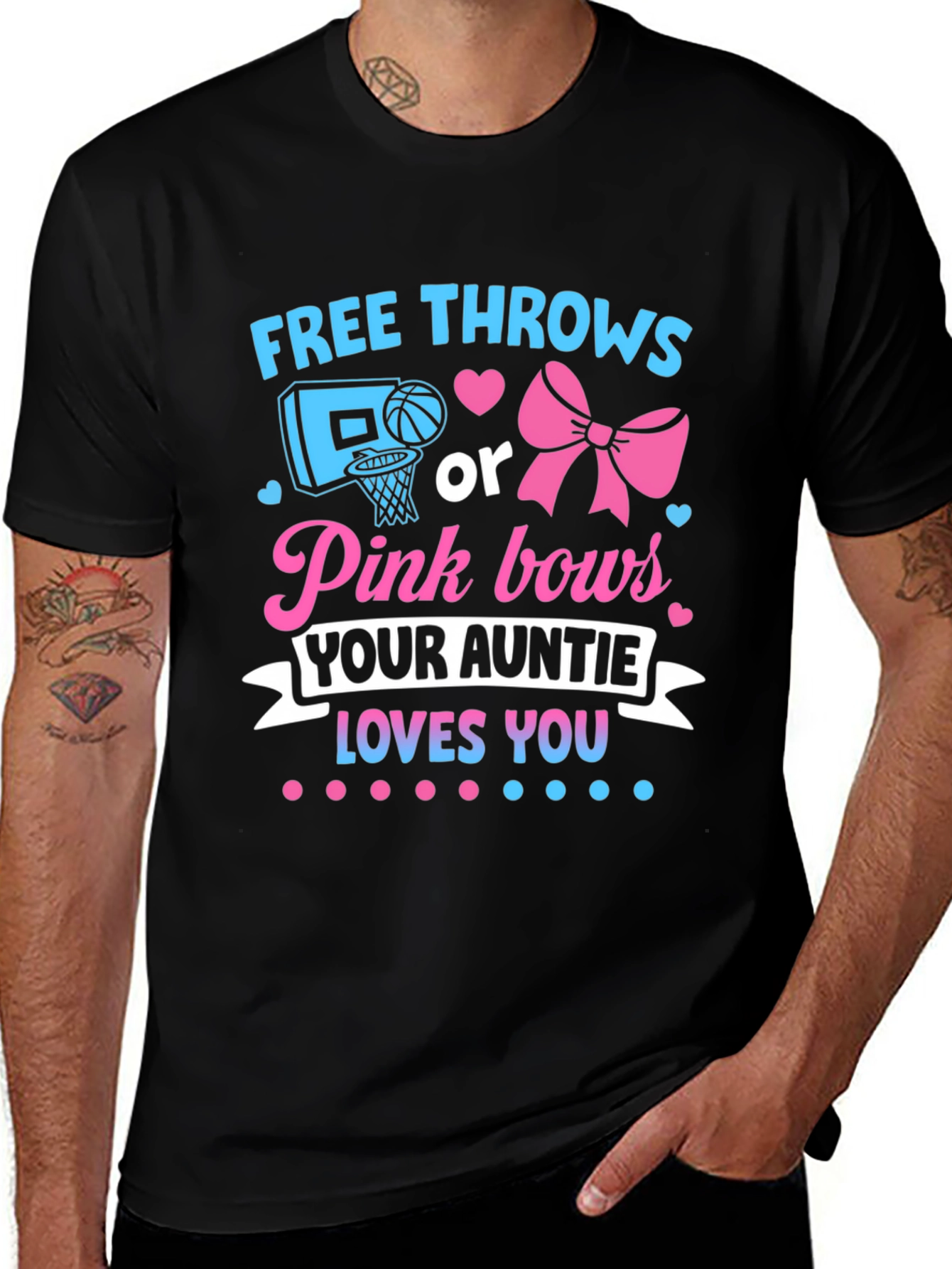 Variant 18 of Free Throws or Pink Bows Gender Reveal T-Shirt