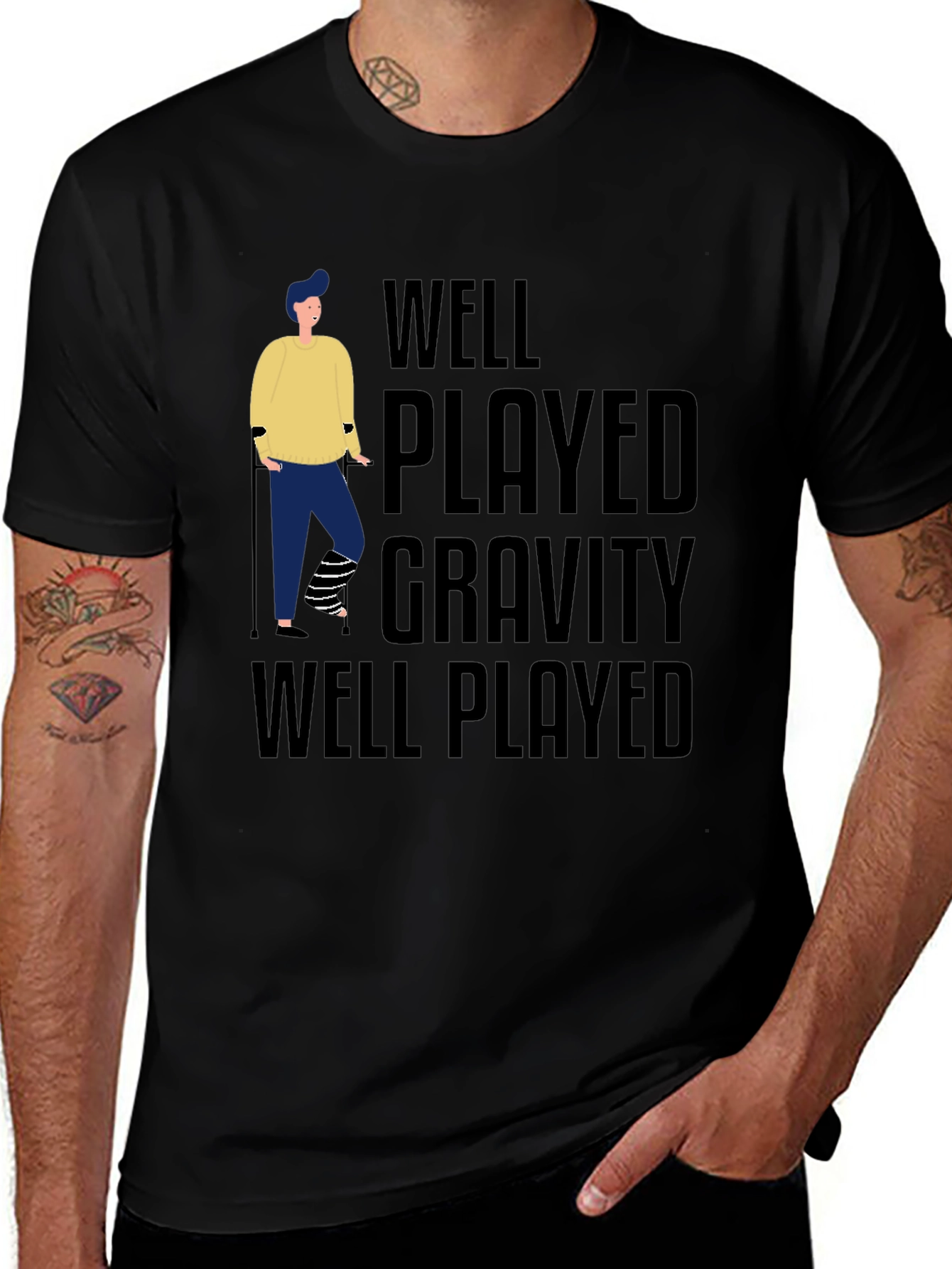 Variant 28 of Well Played Gravity T-Shirt Funny Injury Tee