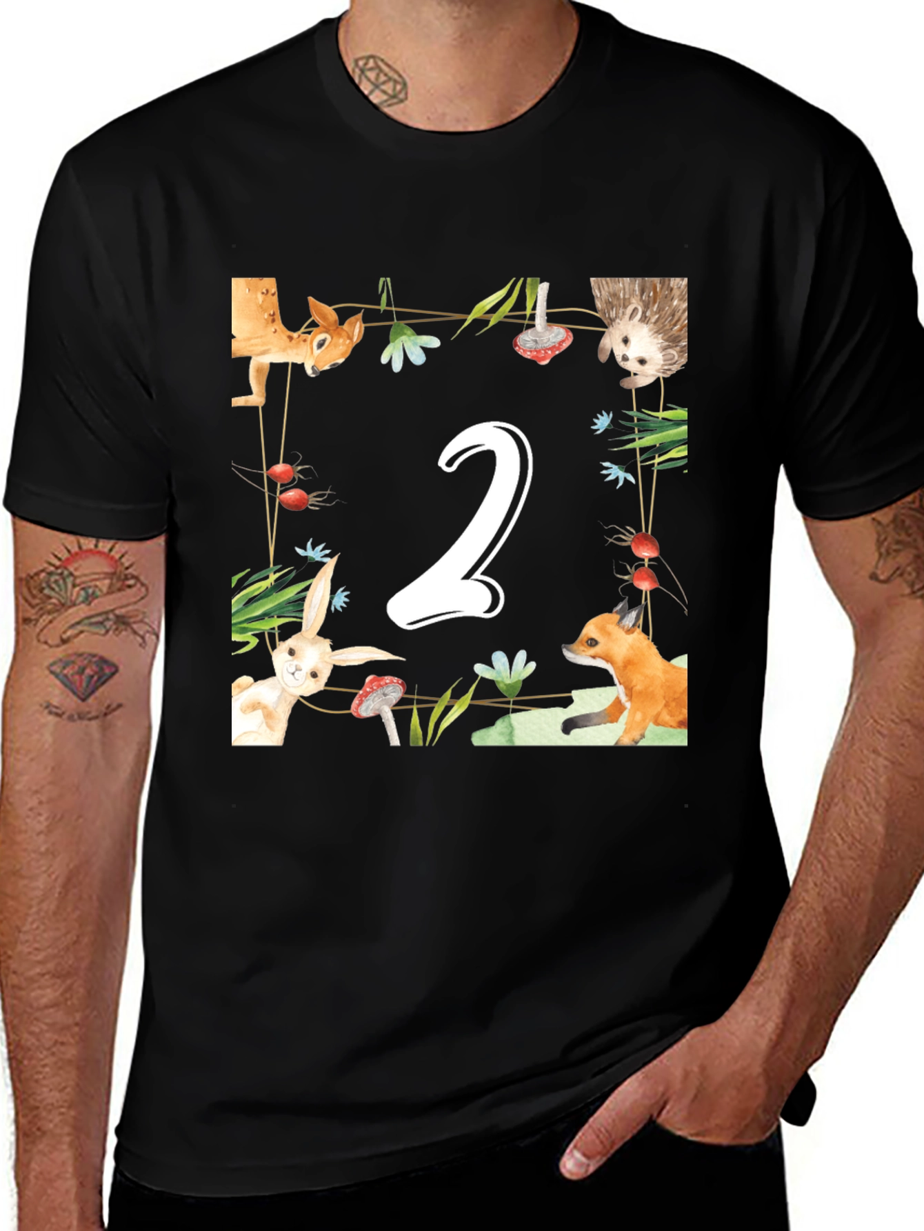 Variant 28 of Kids 2nd Birthday Woodland Animals T-Shirt
