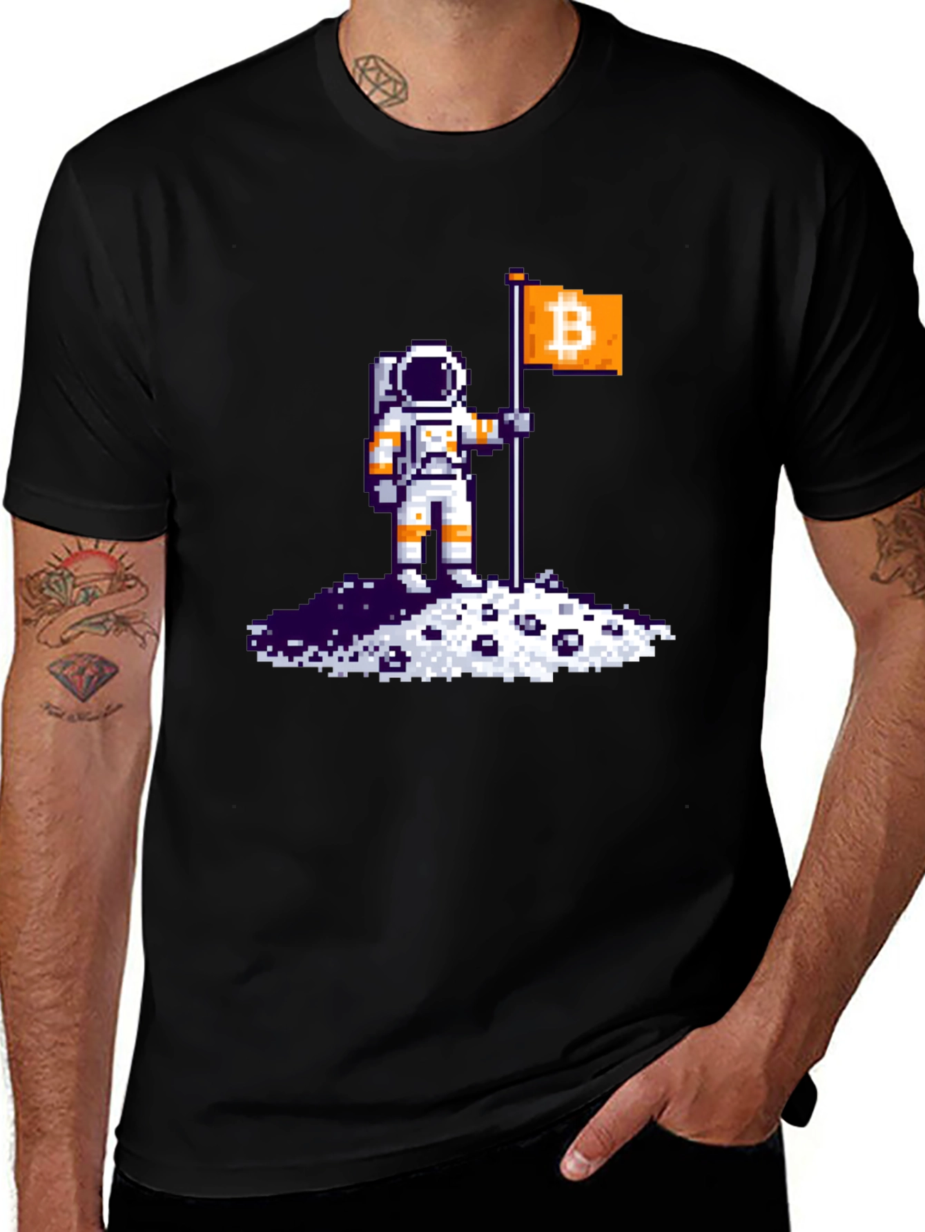 Variant 10 of Bitcoin Astronaut Pixel Art T-Shirt