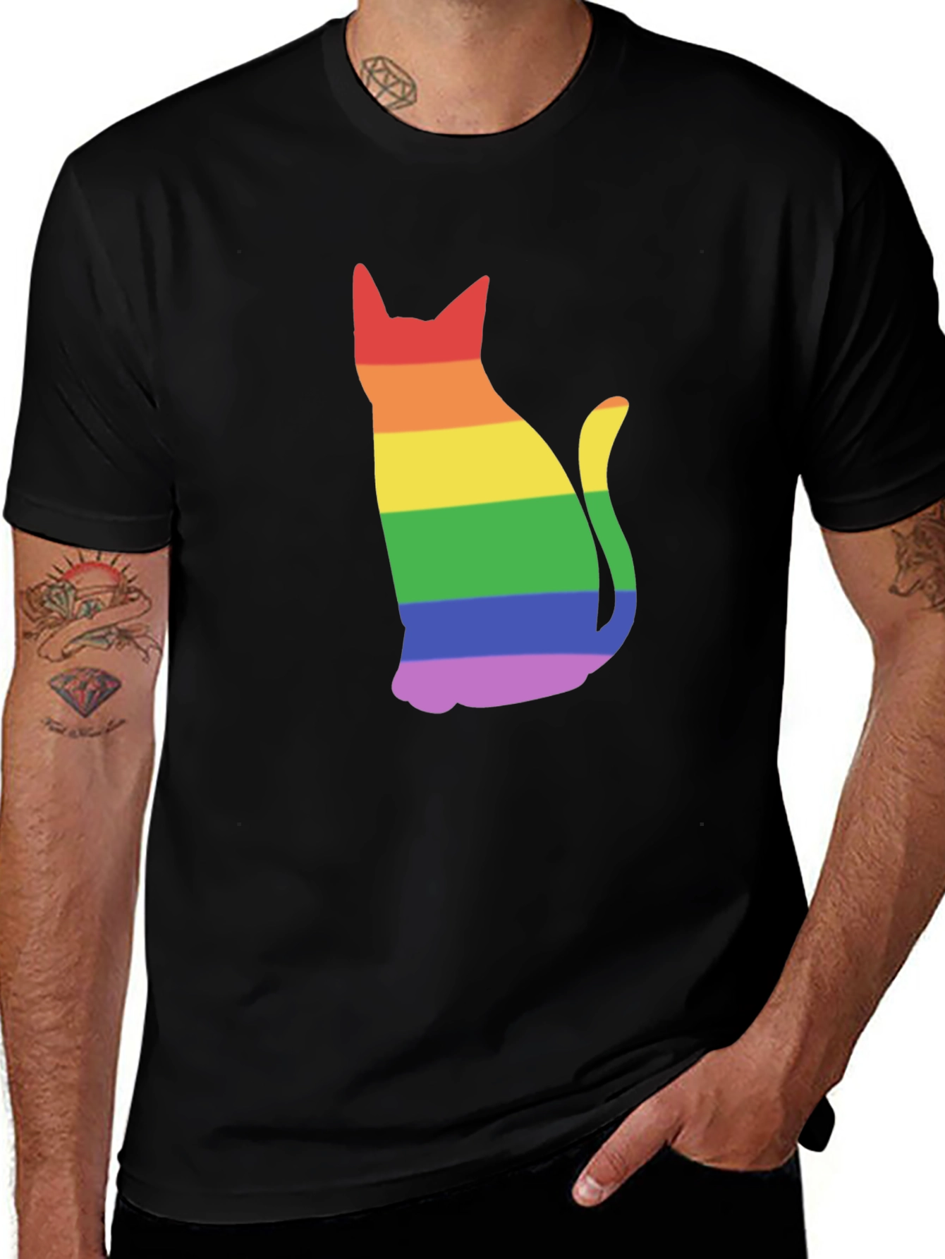 Variant 20 of Rainbow Cat Black T-Shirt