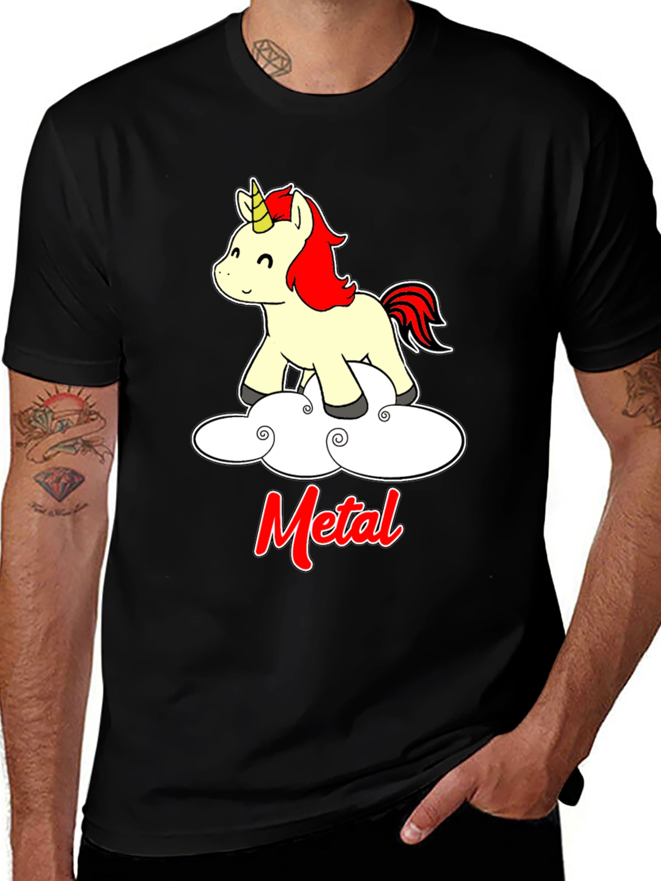 Variant 18 of Unicorn Metal T-Shirt - Men's Black Graphic Tee