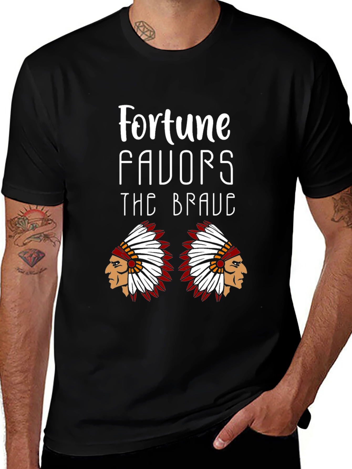 Black Fortune Favors the Brave Graphic Tee main image