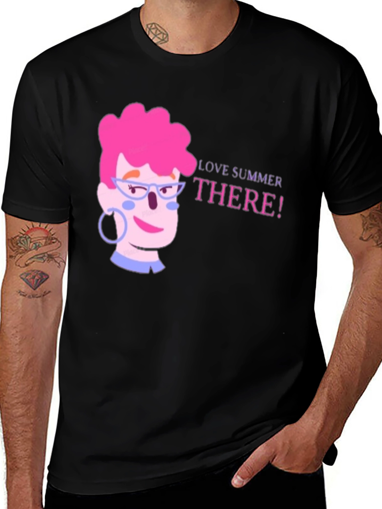 Variant 13 of Summer Love Cartoon Graphic Black T-Shirt