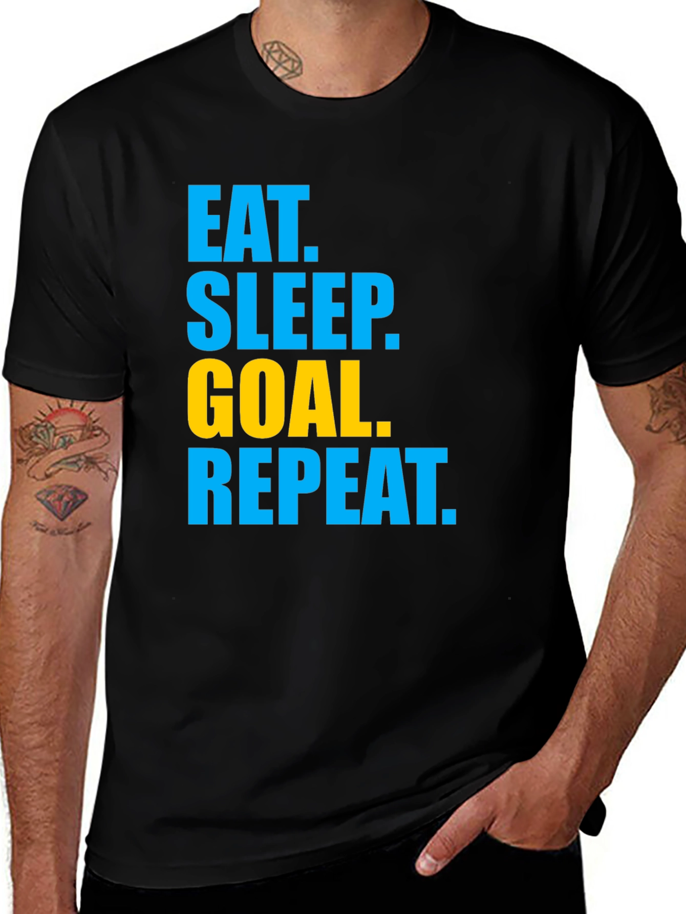 Eat Sleep Goal Repeat Graphic Tee - Black