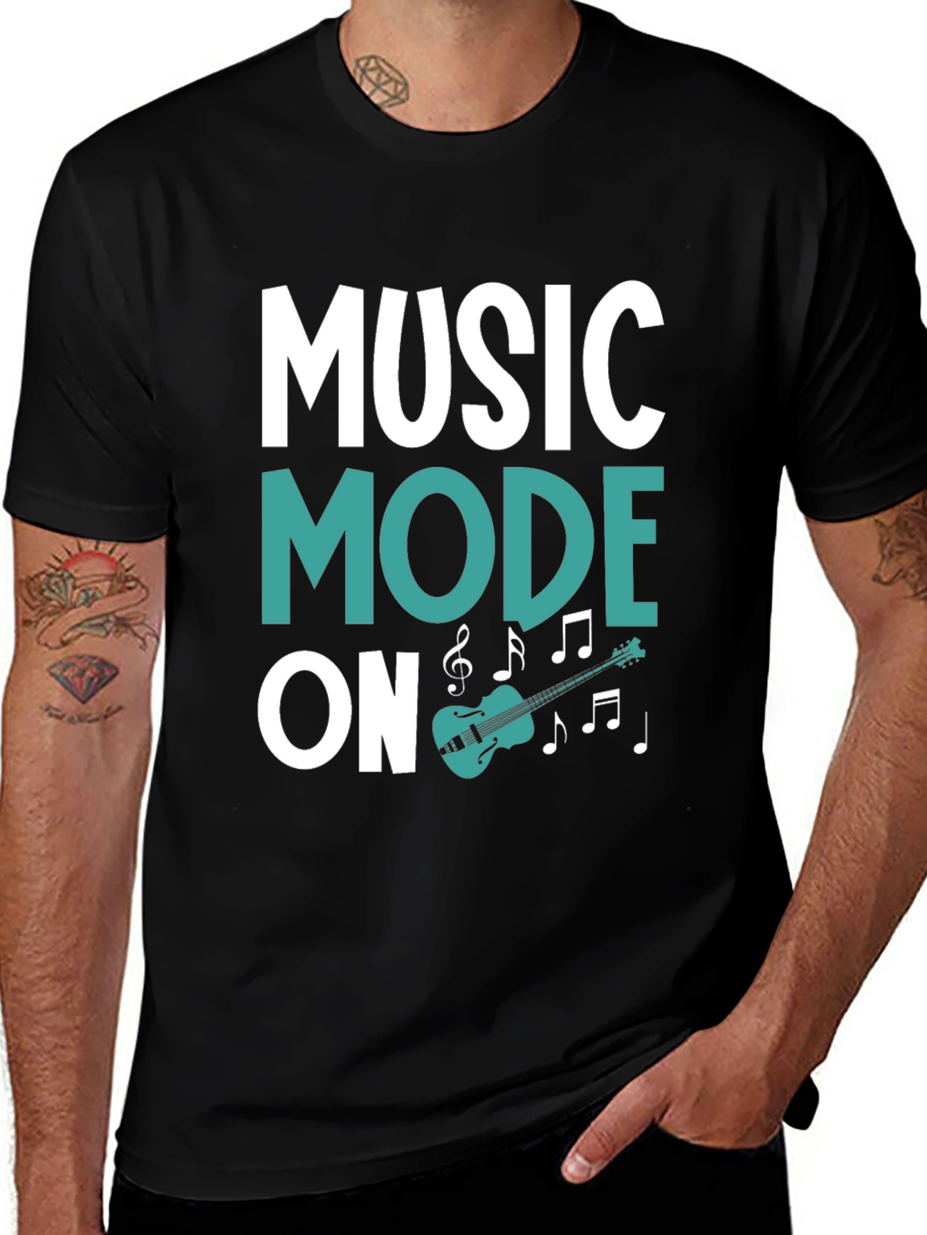 Variant 3 of Music Mode On Black Graphic Tee