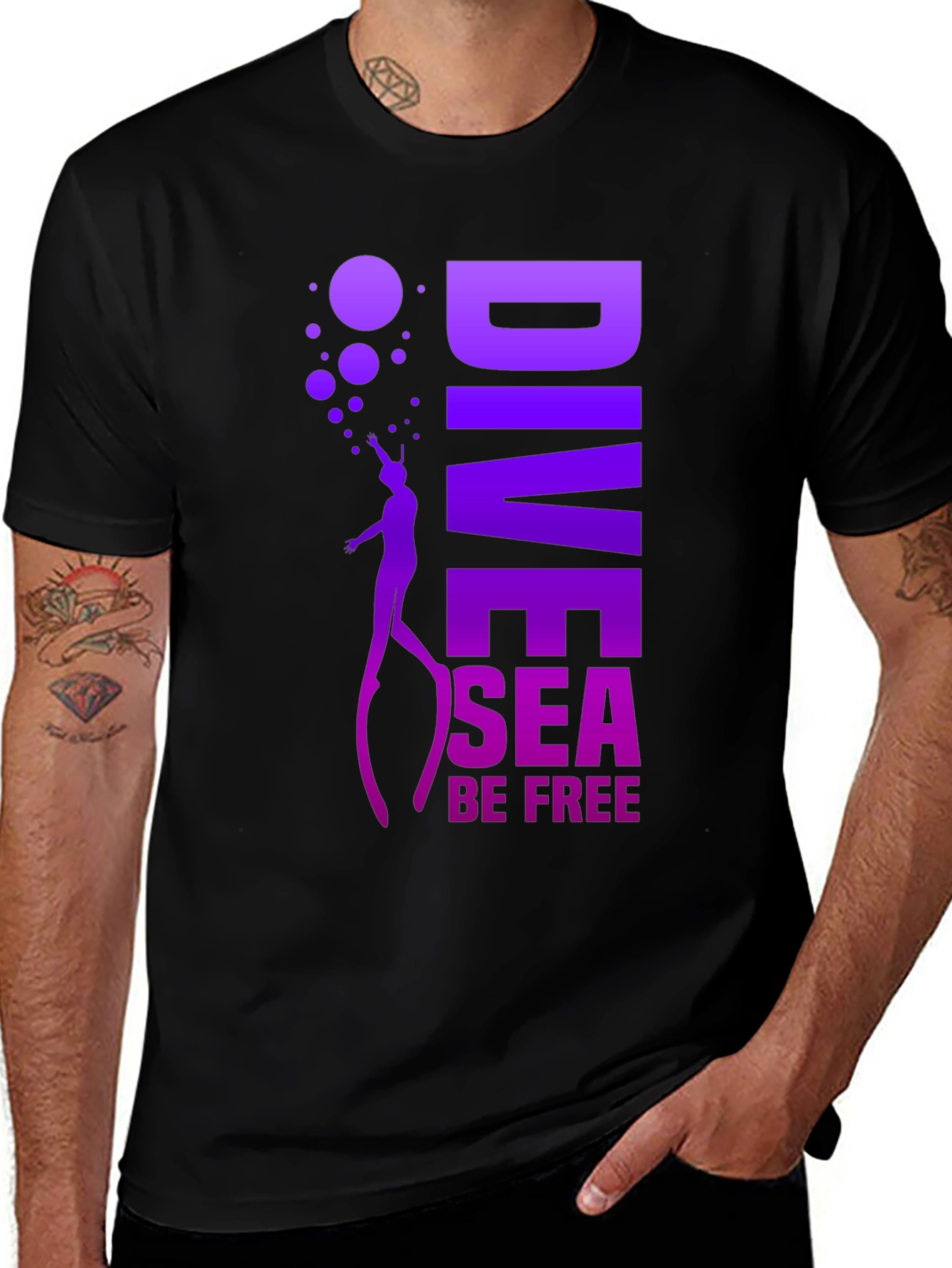 Variant 19 of Dive Sea Be Free Graphic Tee - Black