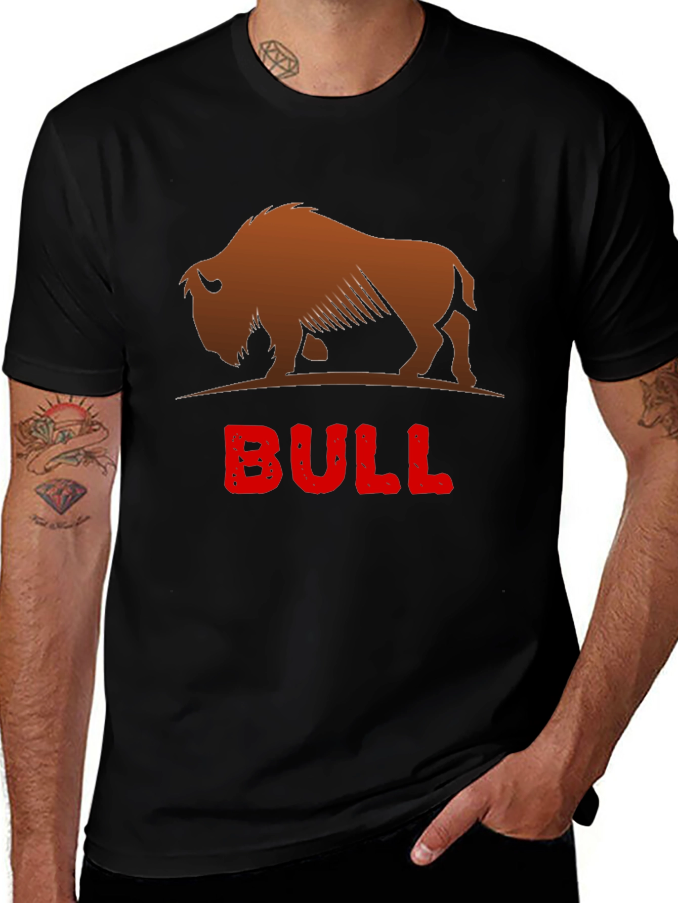 Variant 21 of Cool Bison Bull Graphic Black T-Shirt