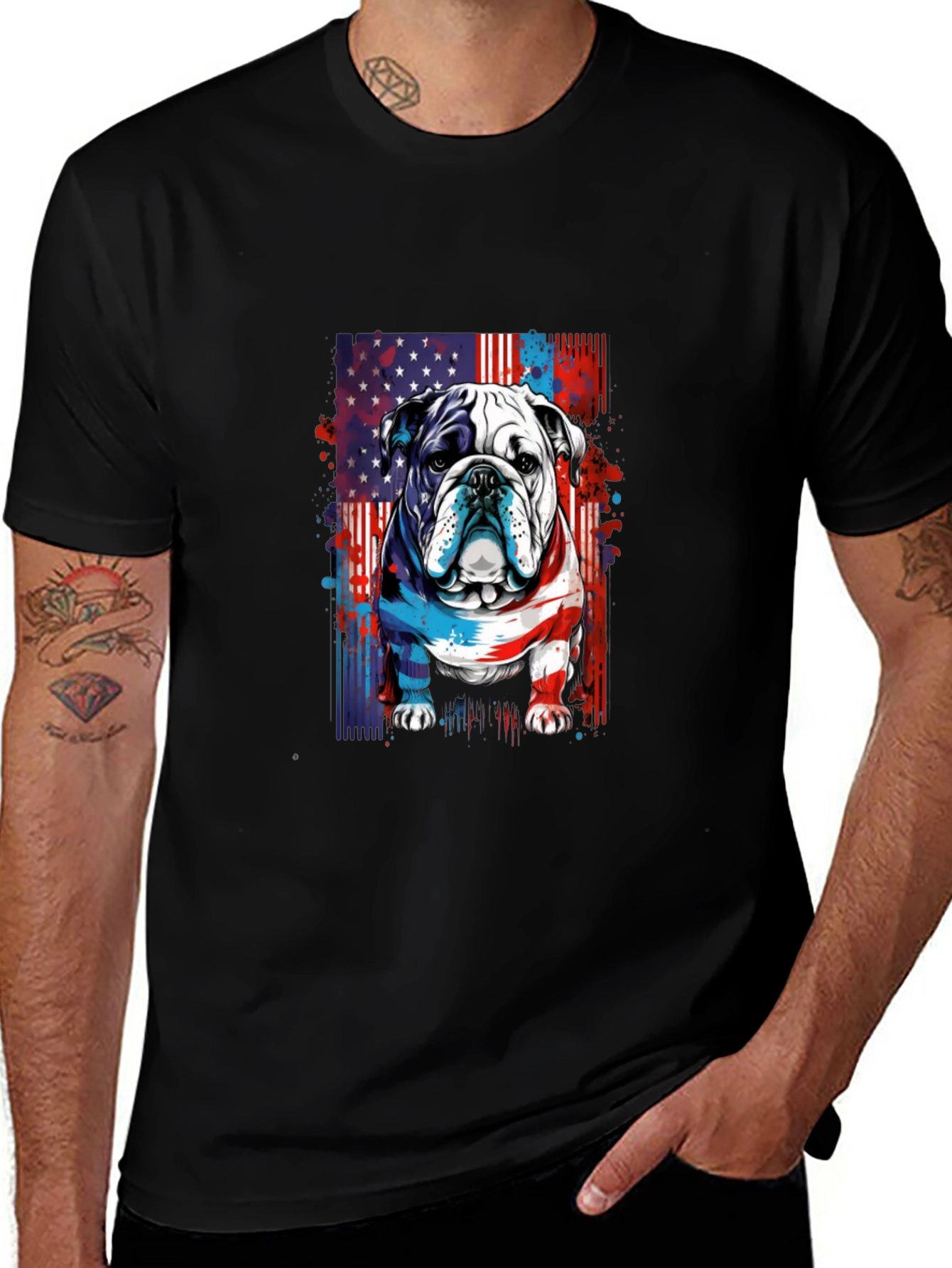 Variant 8 of Patriotic Bulldog Graphic Tee - American Pride!