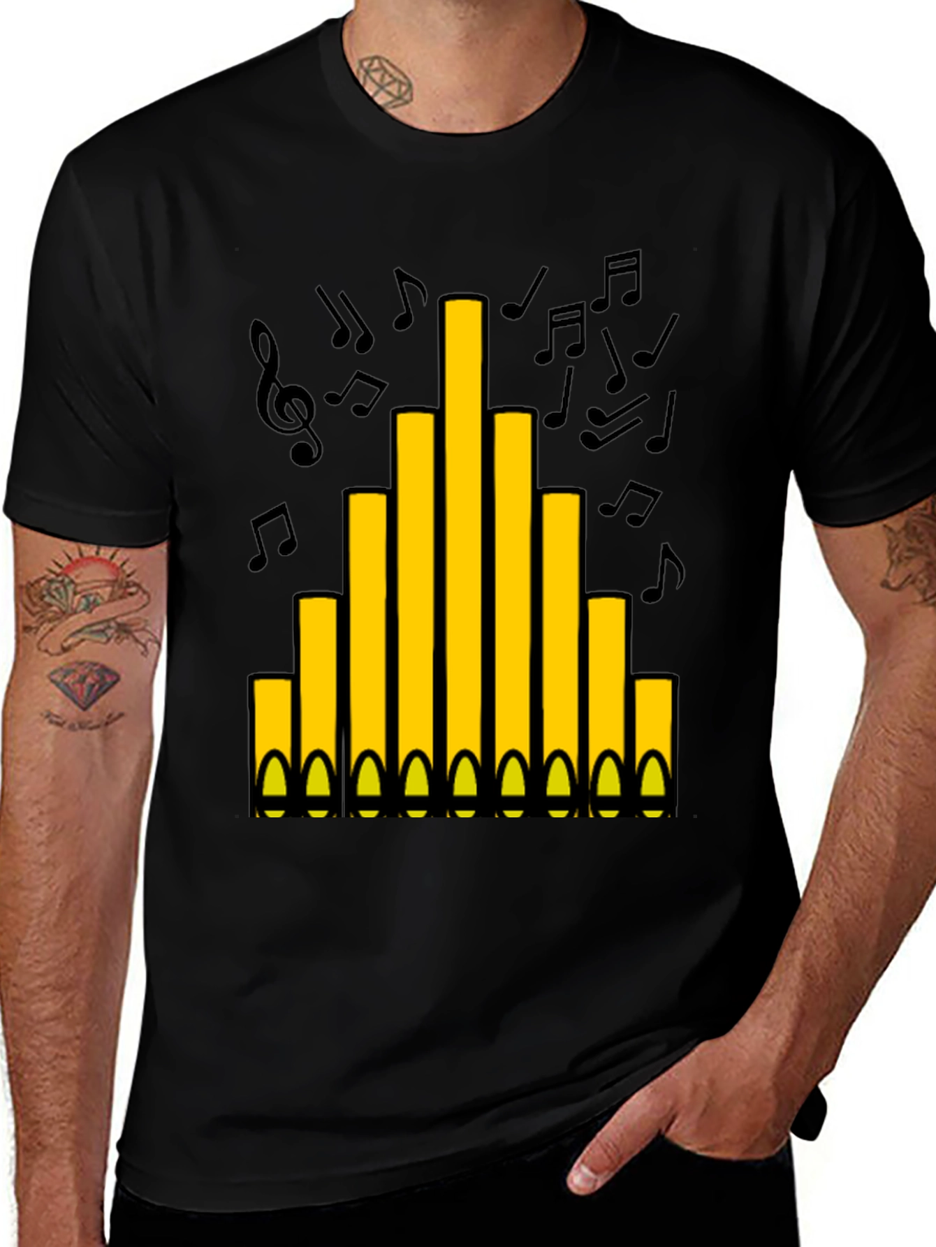 Variant 2 of Organ Pipe Music Notes Graphic T-Shirt