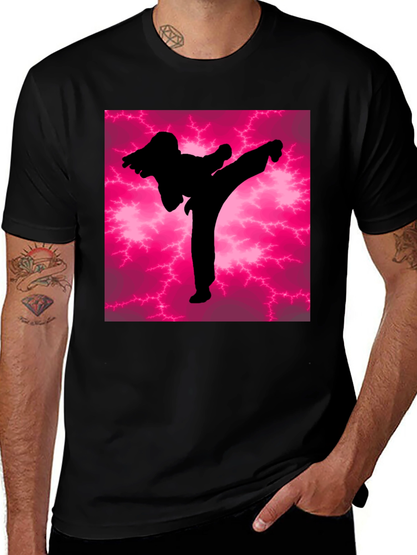 Martial Arts Kick Silhouette Graphic Tee