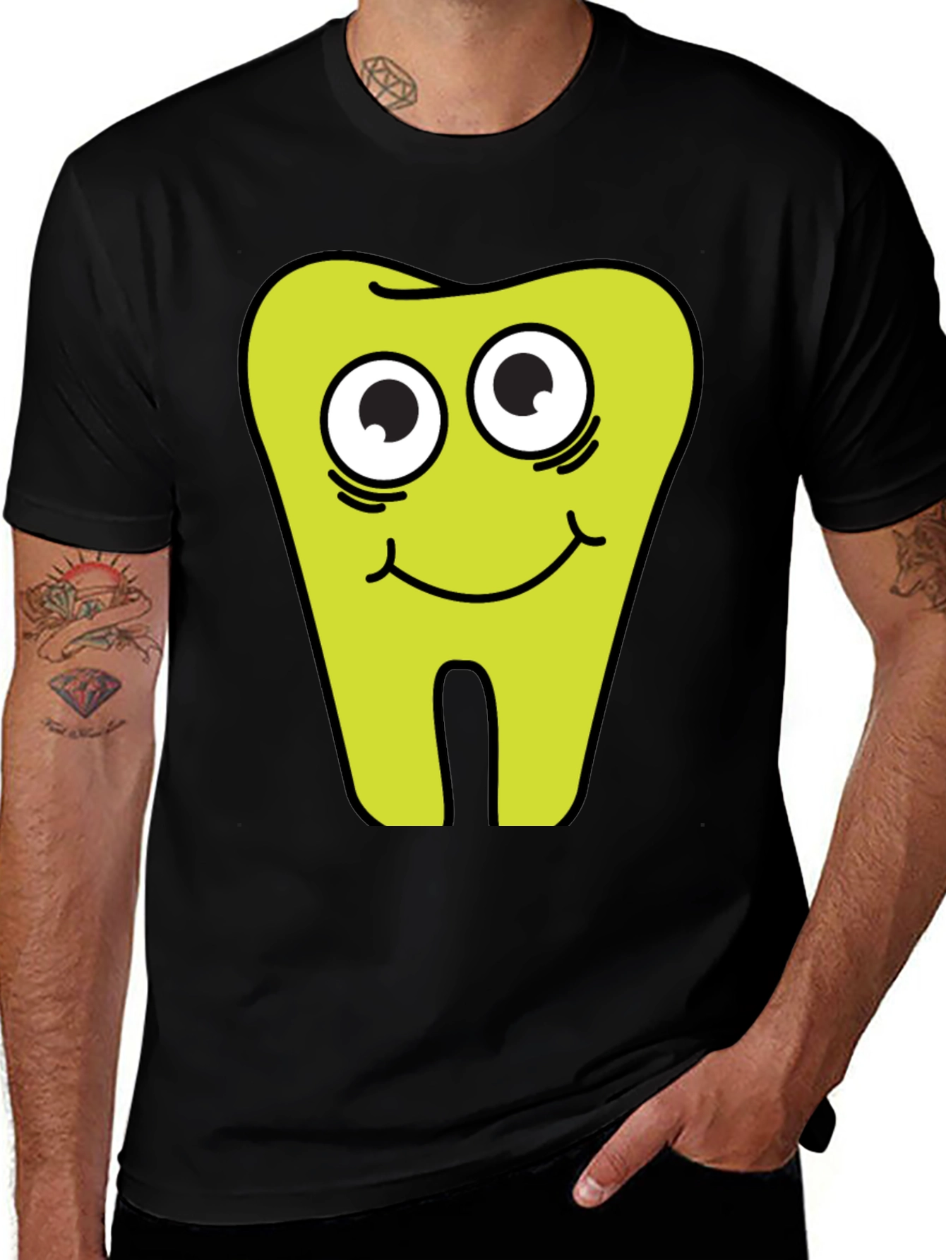 Variant 28 of Funny Tooth Graphic Black T-Shirt