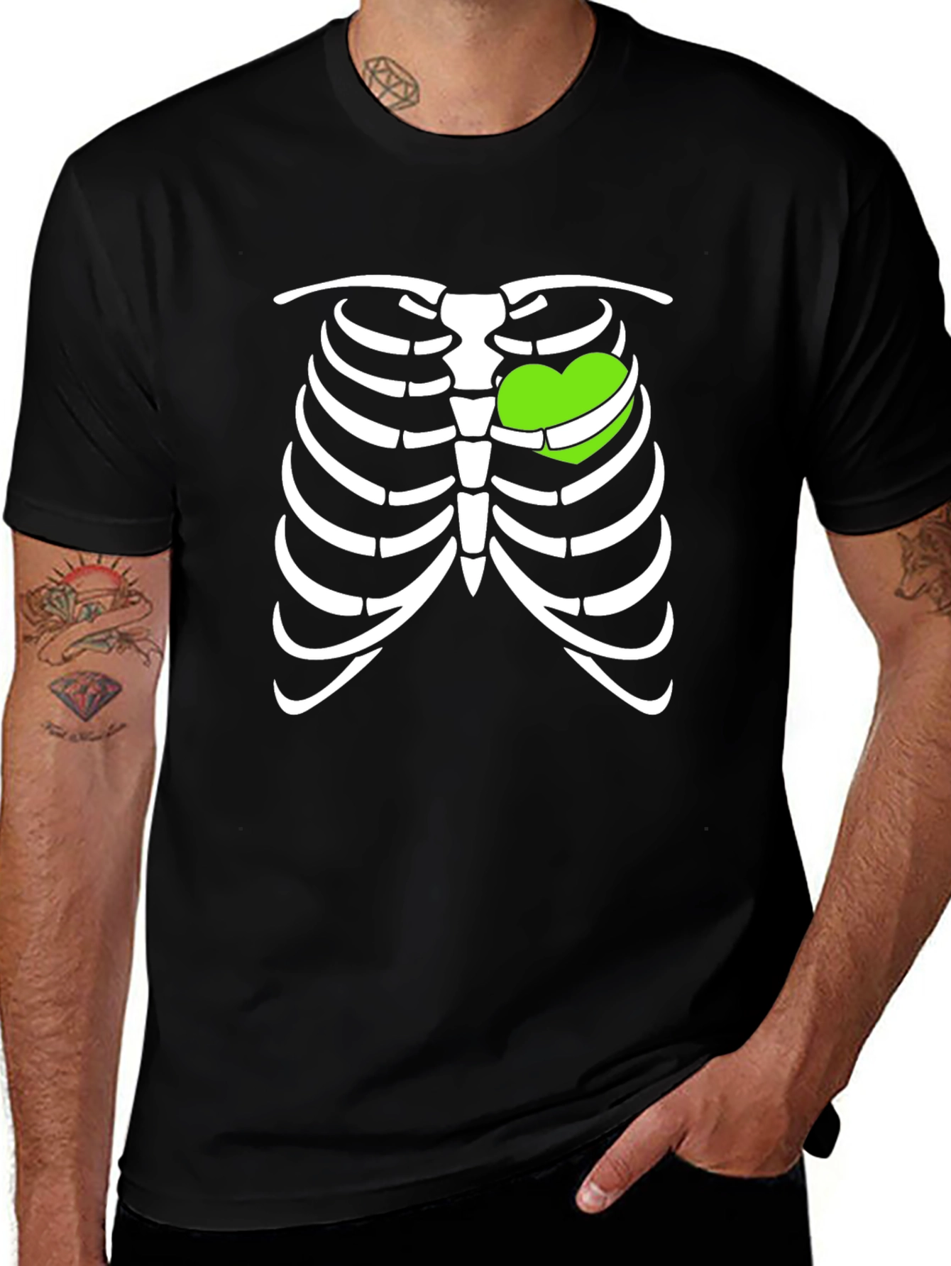 Variant 27 of Heart Ribcage T-Shirt - Fun Halloween Tee