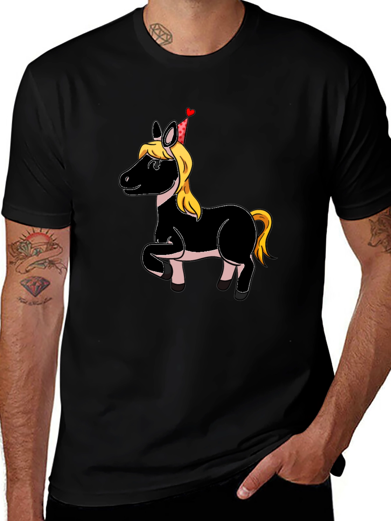 Variant 6 of Unicorn Party Tee - Black Cotton Graphic T-Shirt