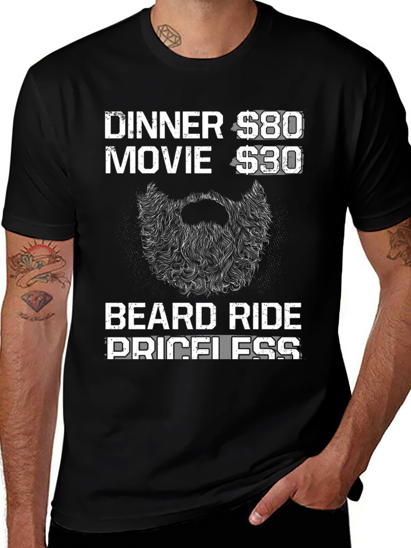 Variant 23 of Beard Ride Priceless Men's Black T-Shirt