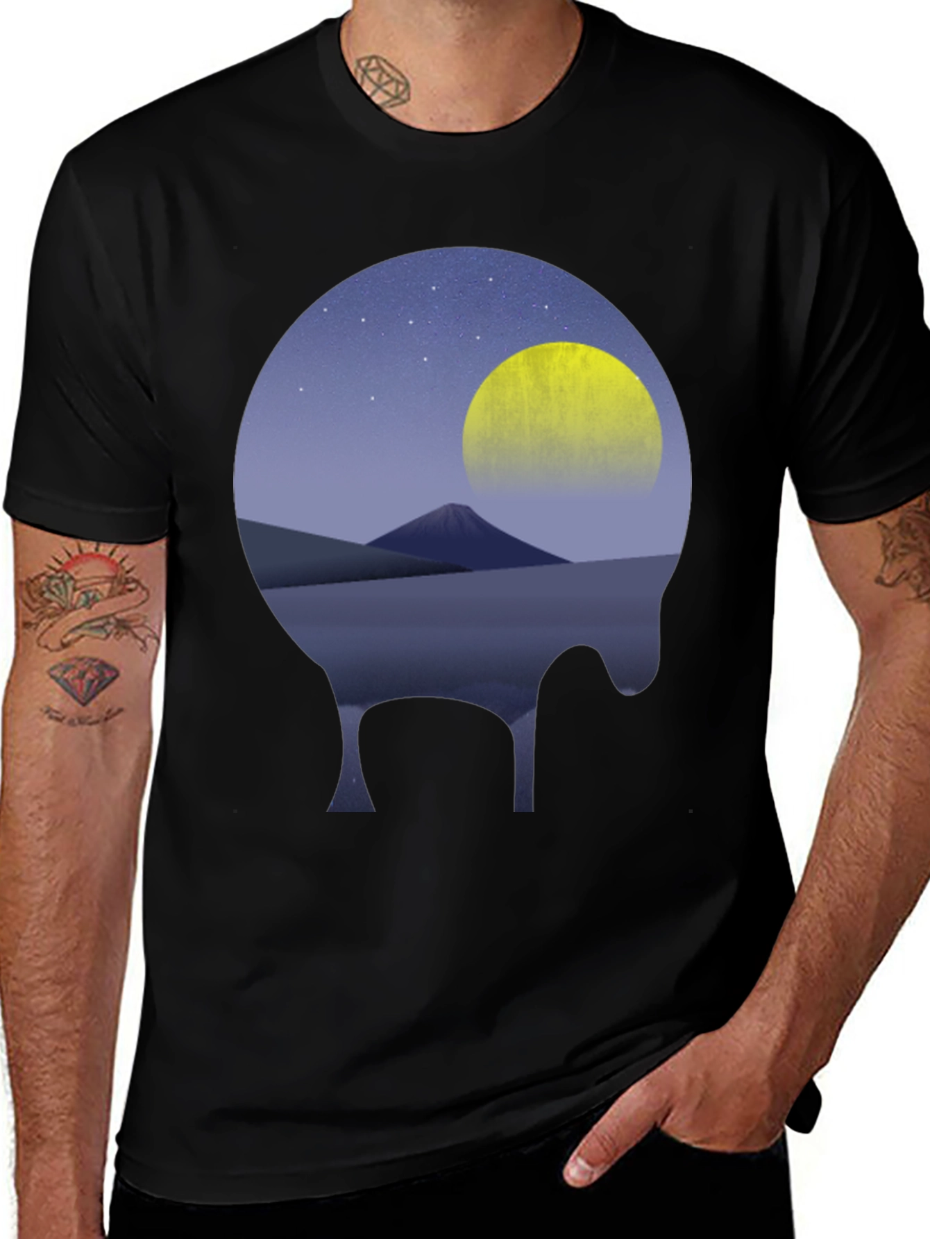 Variant 24 of Night Sky Graphic Tee - Moon Mountain Design