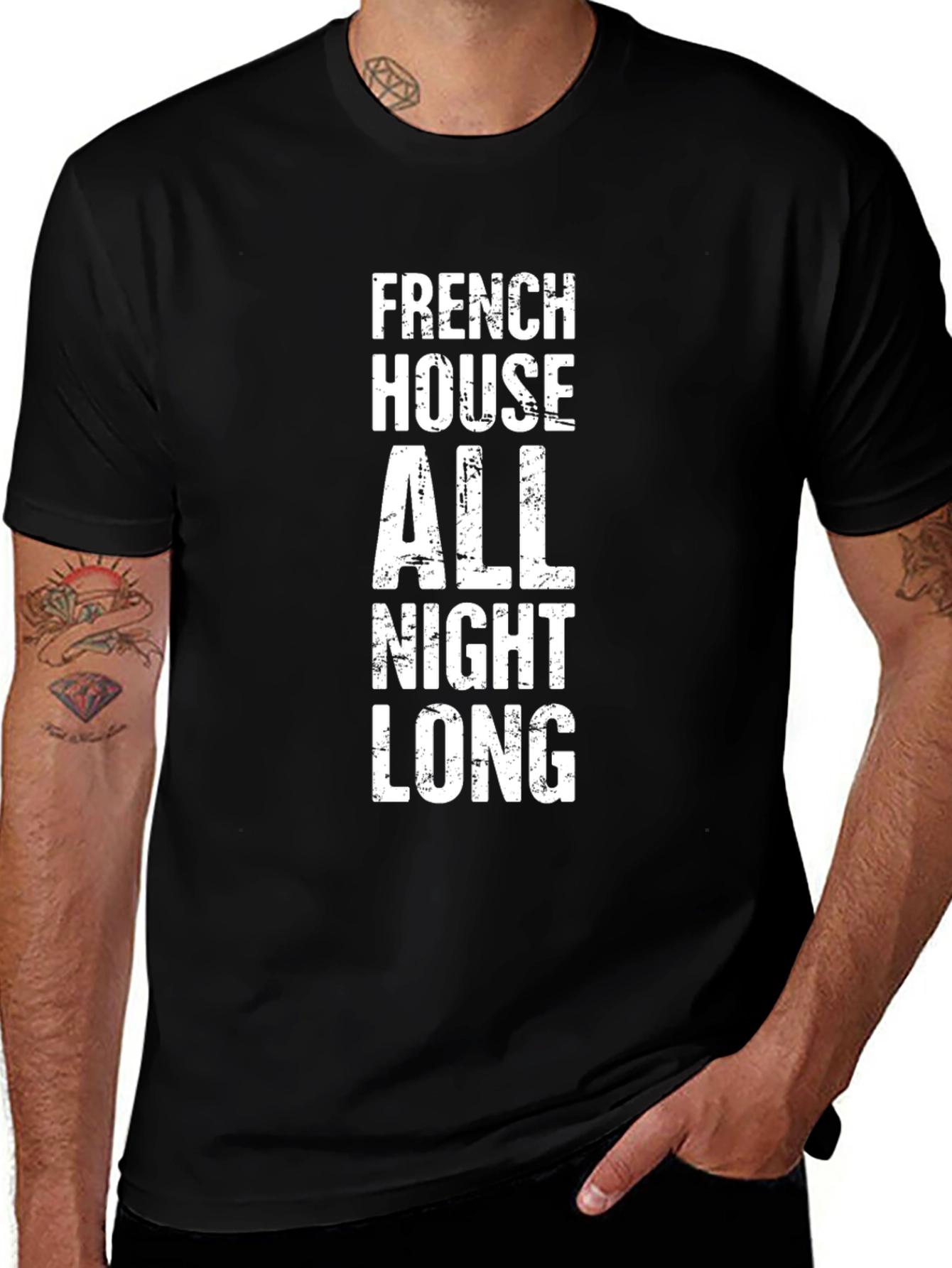 Variant 3 of French House All Night Long Black T-Shirt