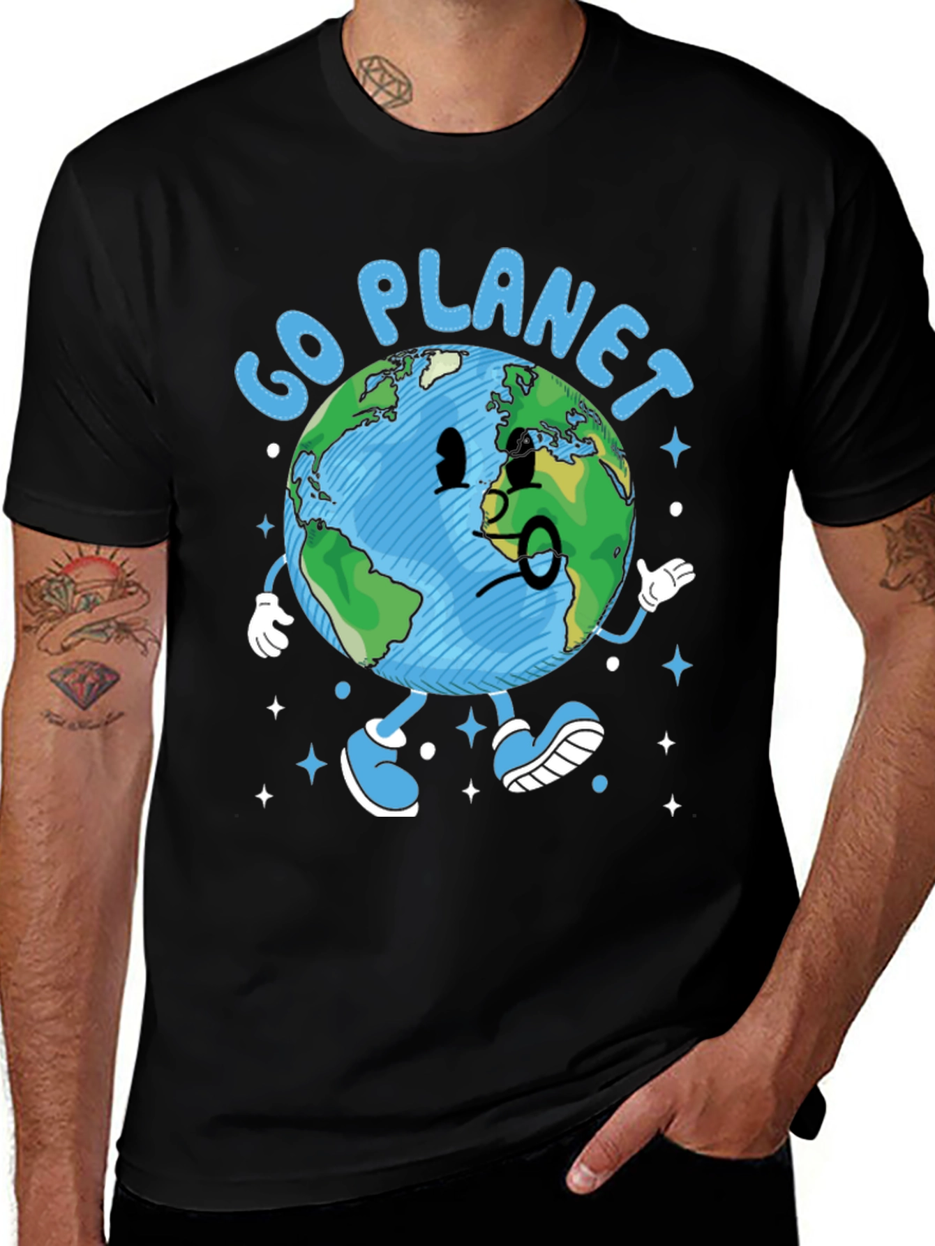 Variant 3 of Go Planet T-Shirt - Earth Cartoon Graphic Tee