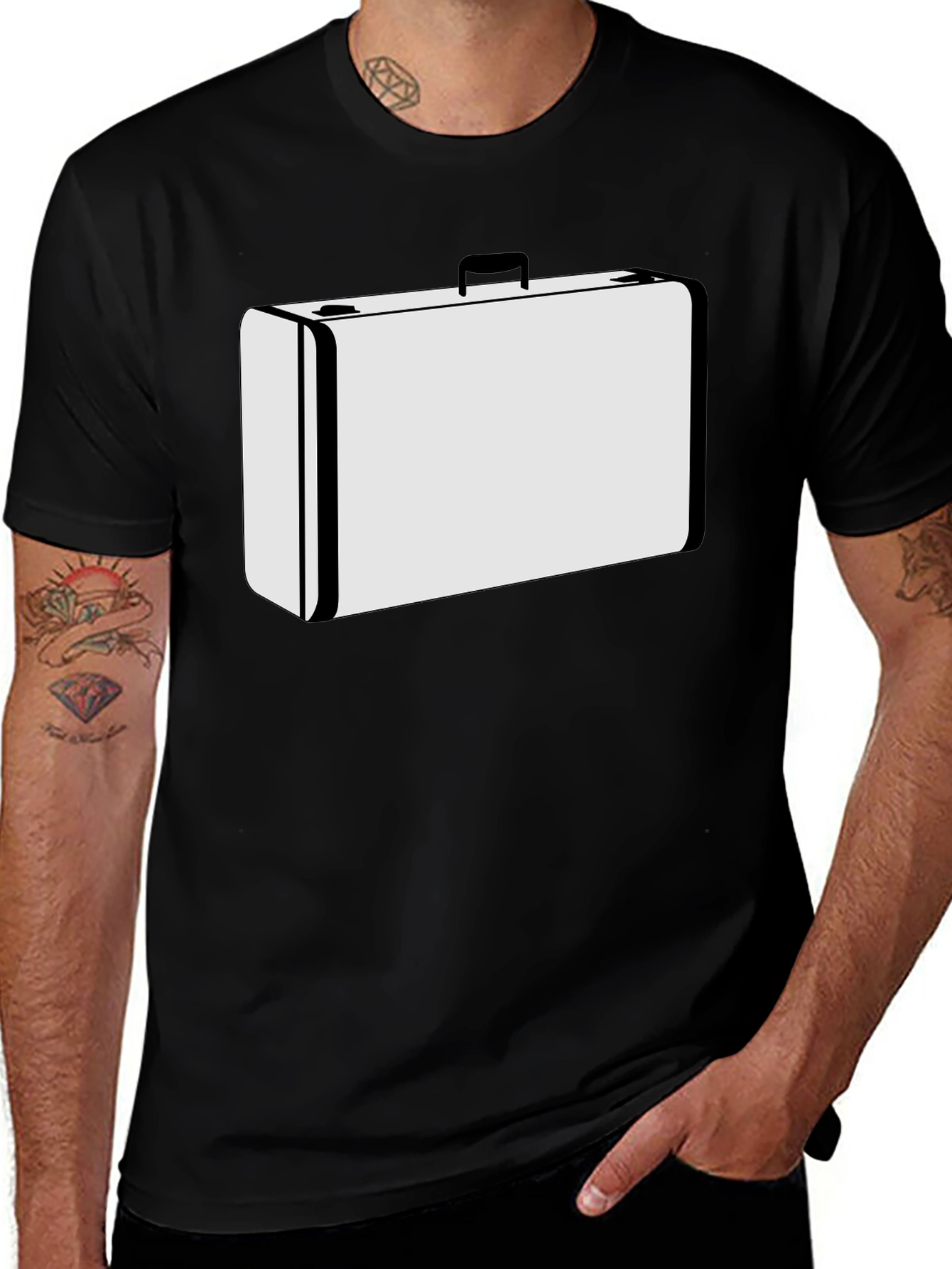 Variant 16 of Suitcase Graphic Tee - Stylish Black T-Shirt