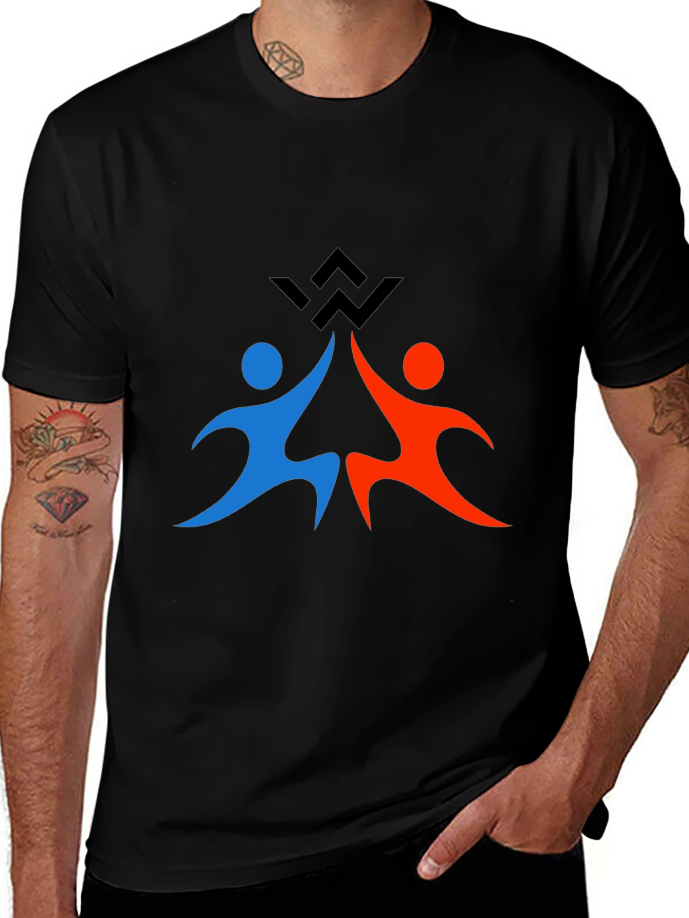 Teamwork Graphic Print Black T-Shirt