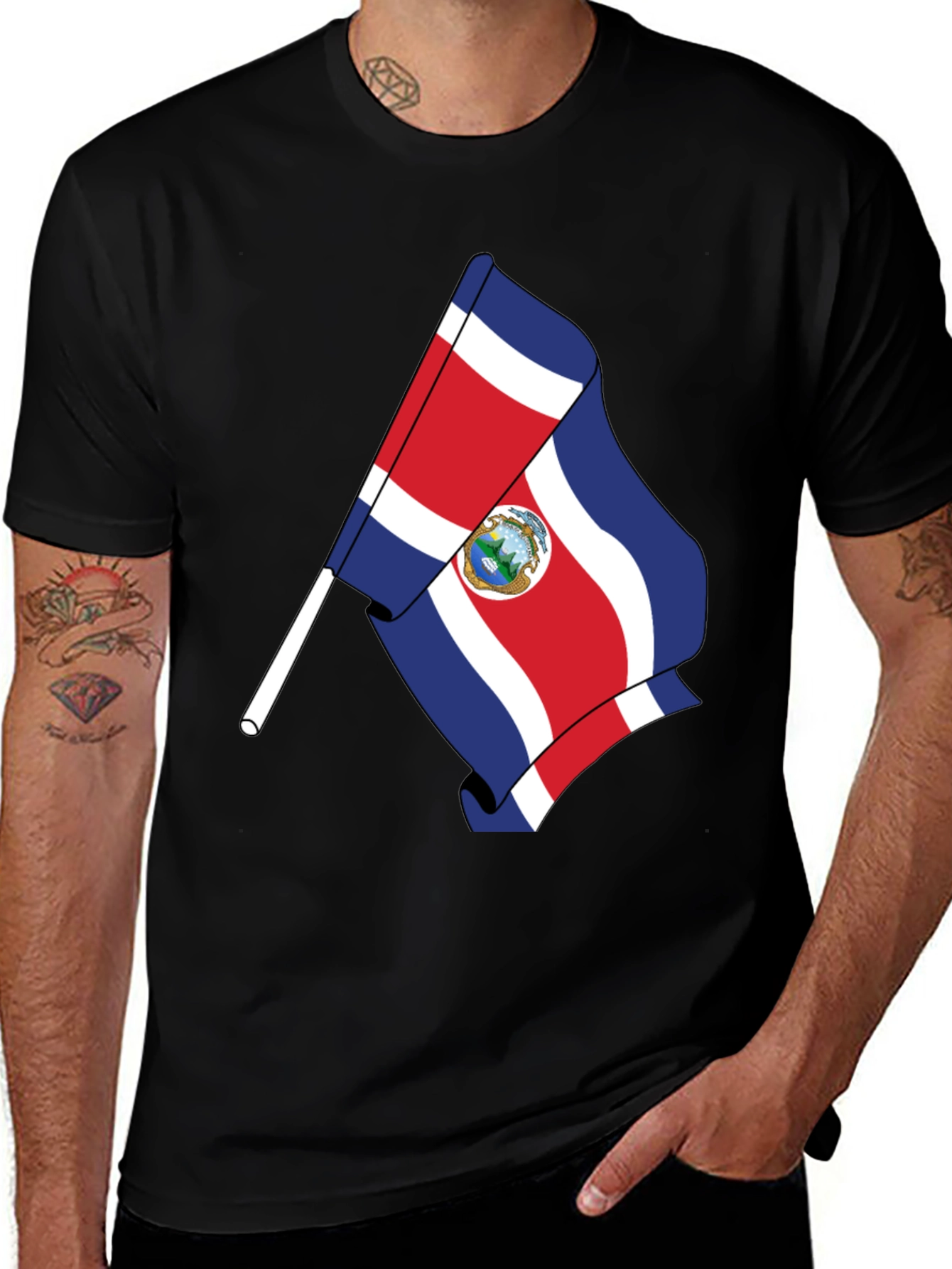 Variant 16 of Costa Rica Flag T-Shirt - Black
