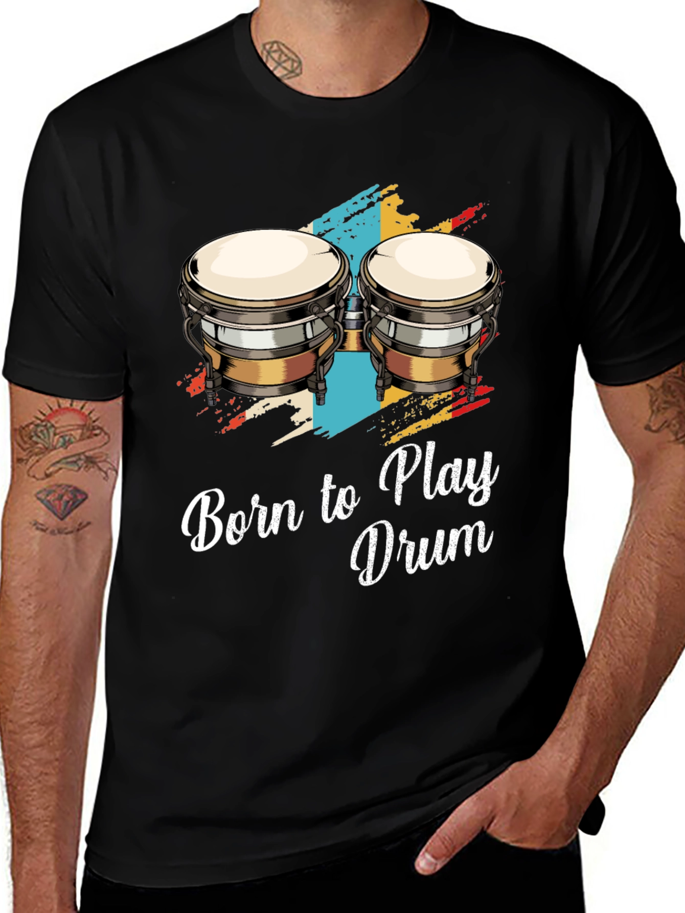 Variant 6 of Born to Play Drum T-Shirt