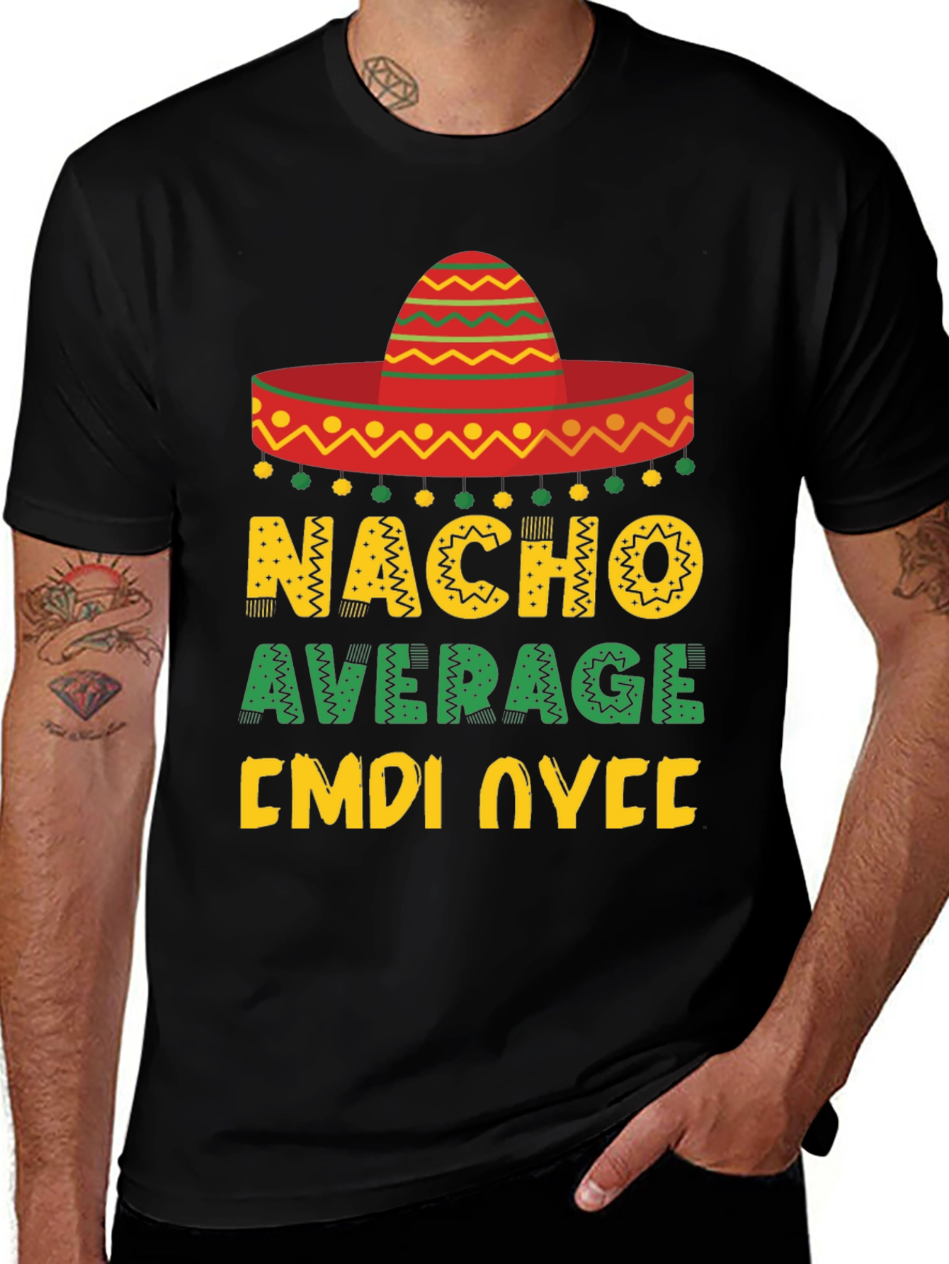 Variant 2 of Nacho Average Employee T-Shirt - Fun Sombrero Design