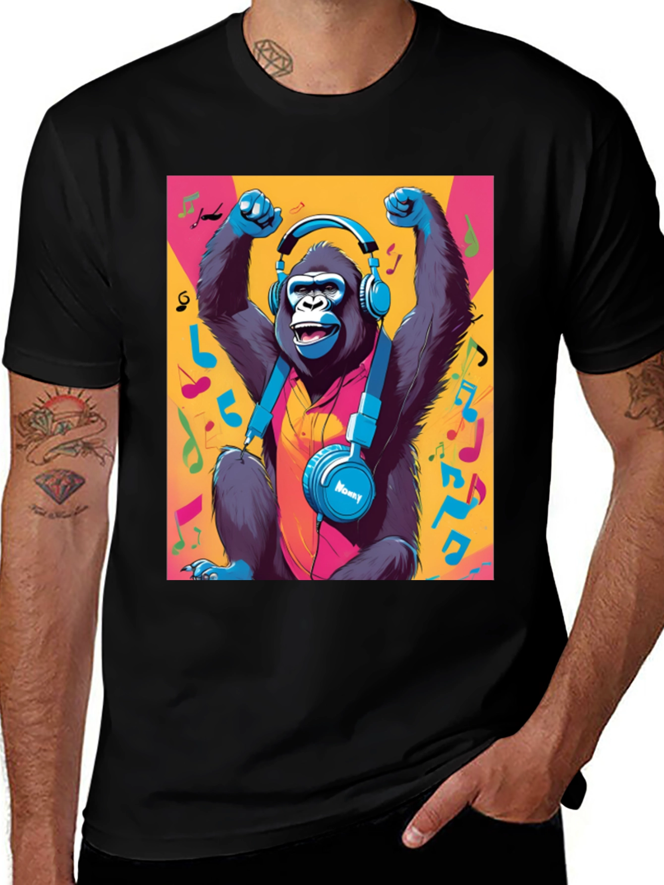 Variant 22 of Funky Monkey Tee: Music Lover's Gorilla Graphic T-Shirt