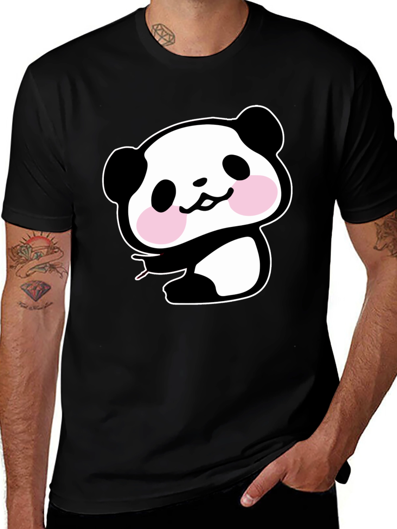 Variant 11 of Cute Panda Graphic Tee - Black
