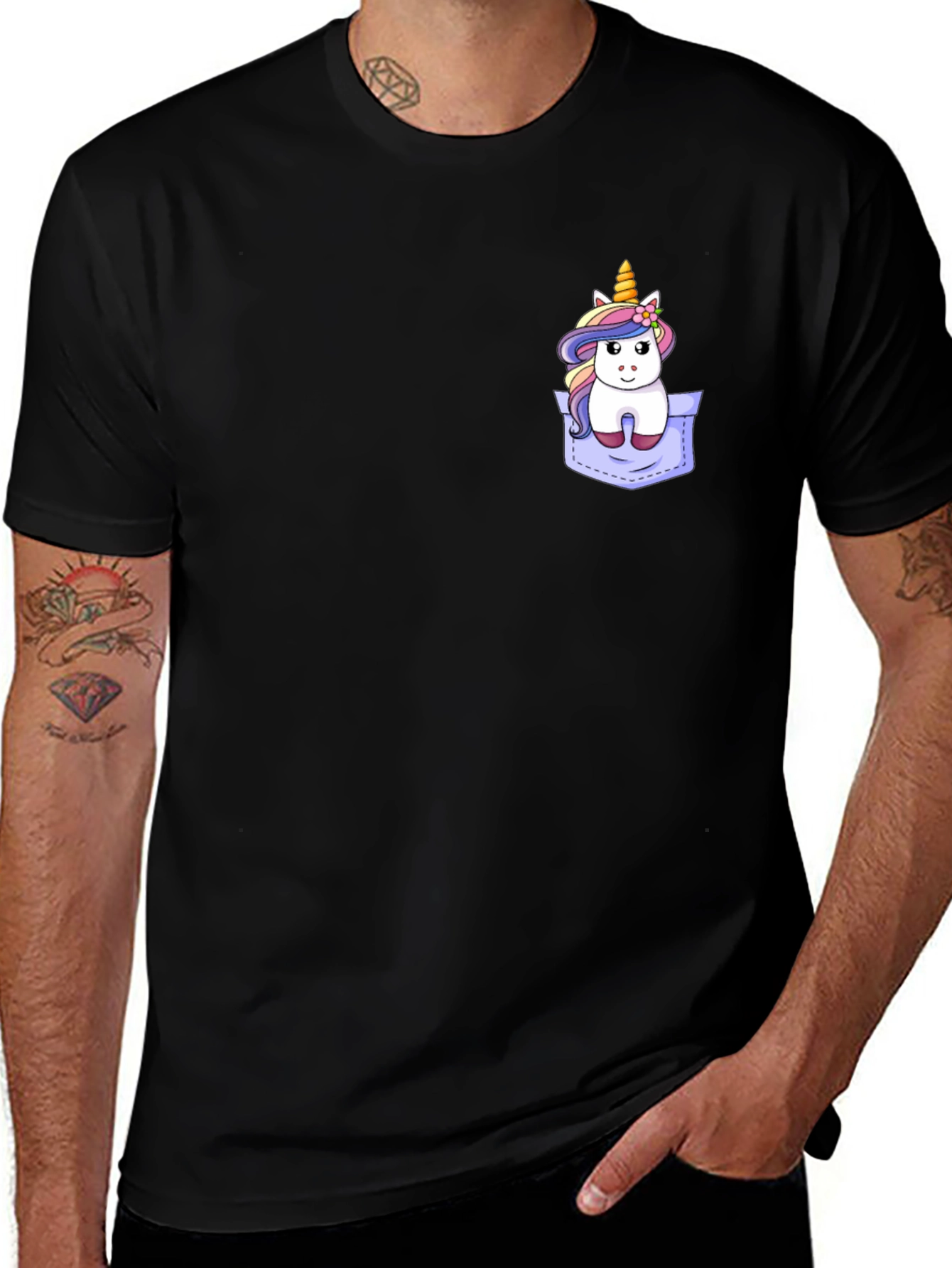 Variant 26 of Unicorn Pocket T-Shirt - Cute Cartoon Graphic Tee
