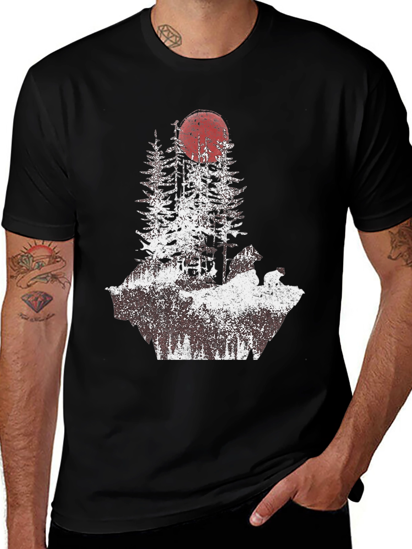 Variant 2 of Nature Graphic Tee - Tree & Moon Design