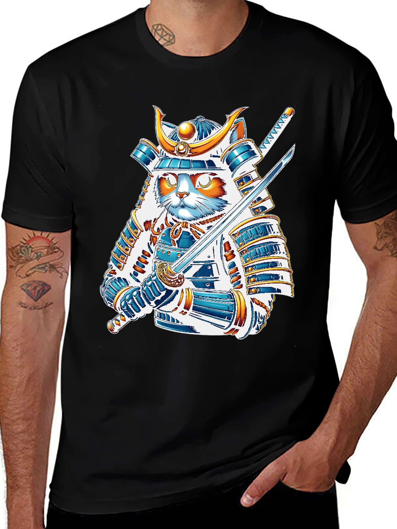 Samurai Cat T-Shirt - Unique Graphic Tee
