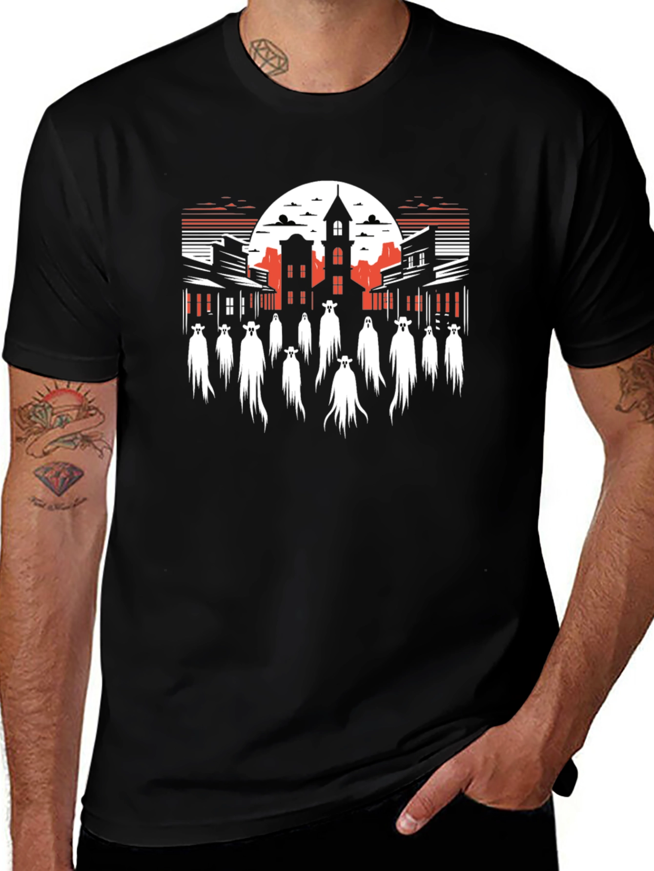 Variant 30 of Ghost Town Graphic Tee - Halloween Western T-Shirt