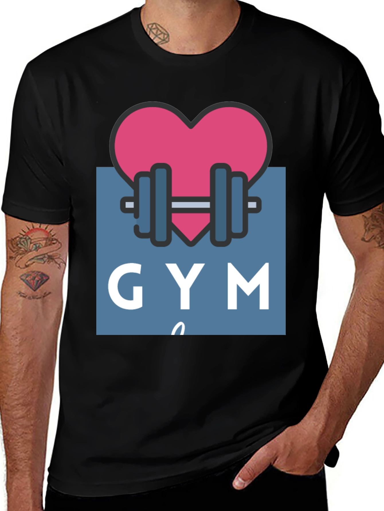 Variant 10 of Gym Lover's Tee: Heart & Weights Design