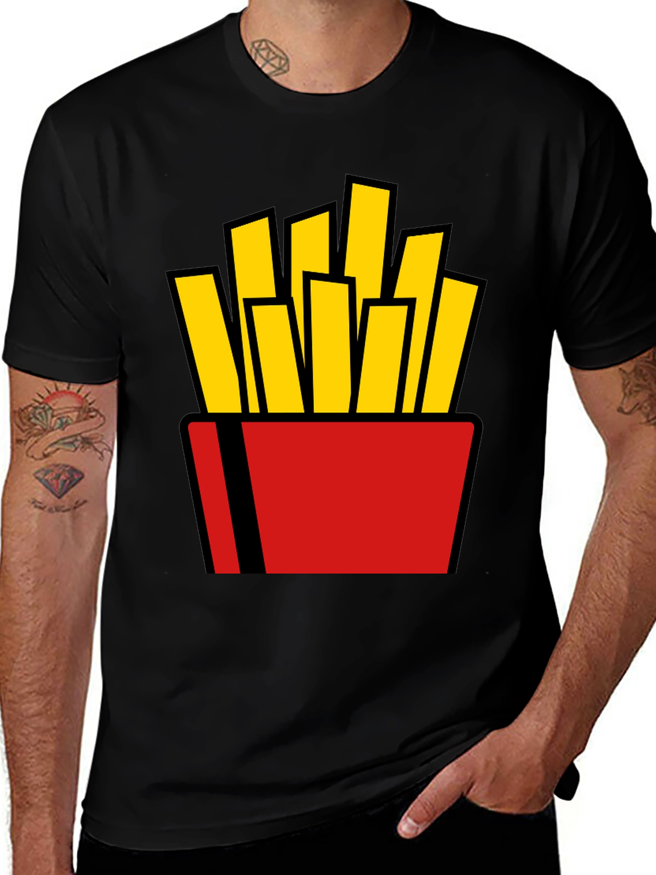 French Fries Graphic Tee - Black Cotton T-Shirt