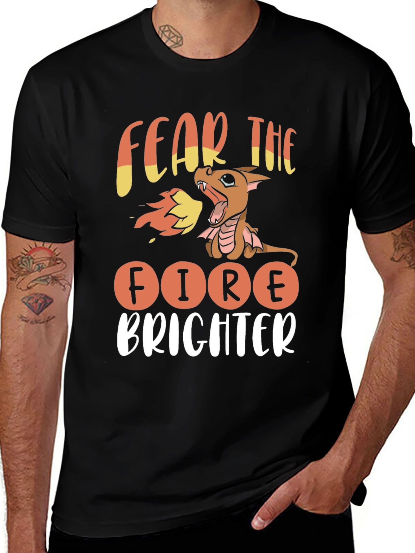 Variant 20 of Fear The Fire Brighter Dragon Graphic Tee