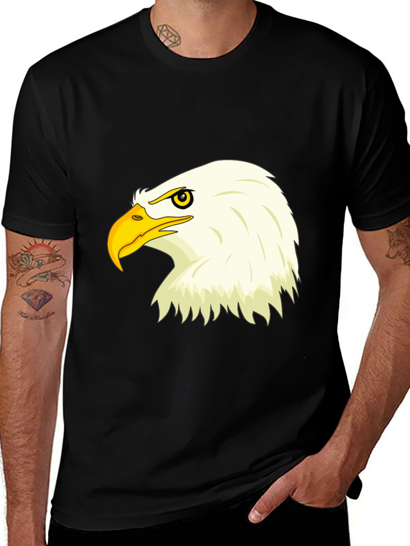 Variant 10 of Eagle Graphic Black T-Shirt - Bold Patriotic Design