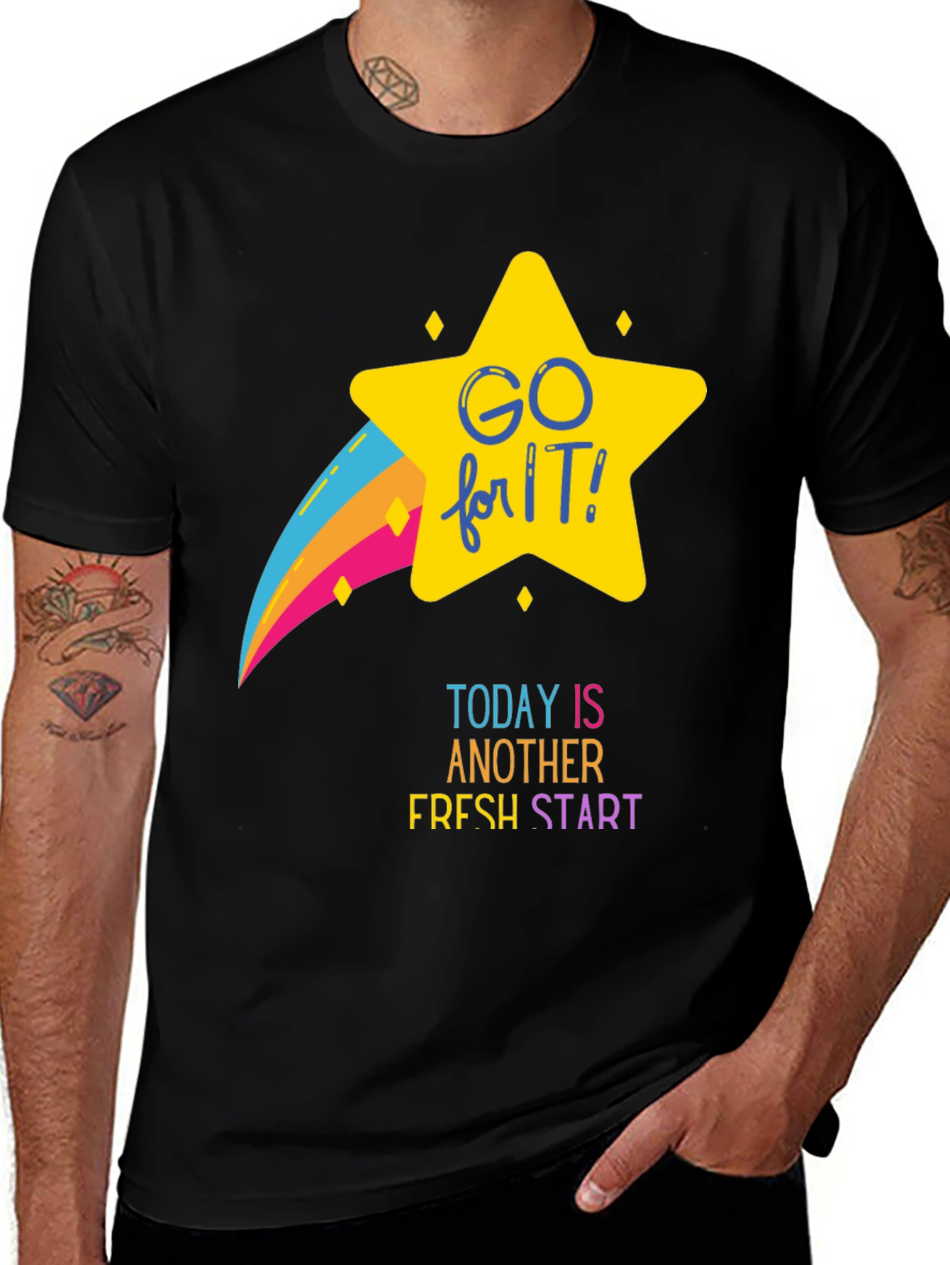 Variant 5 of Go For It! Graphic Tee - Motivational Star Design