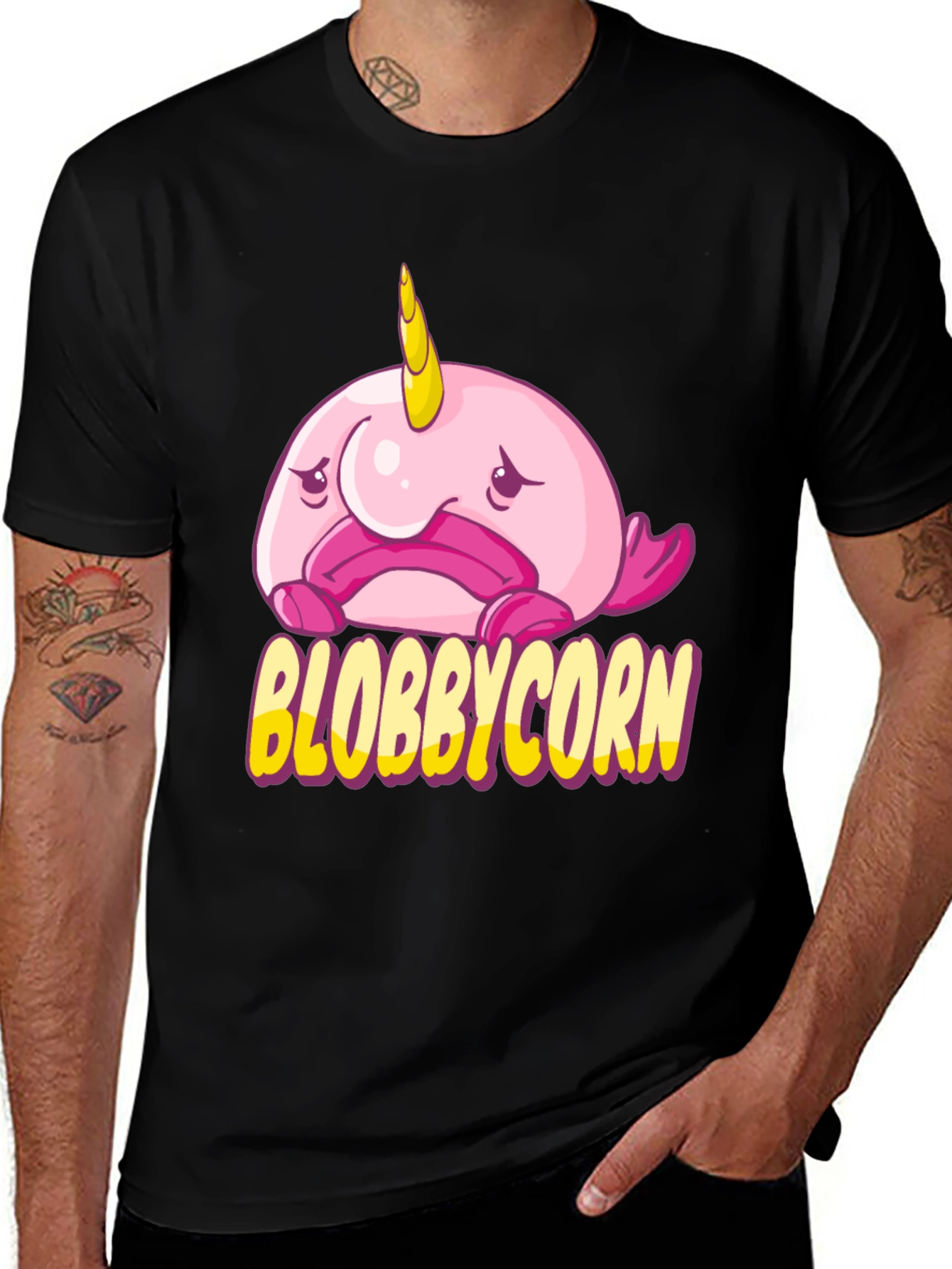 Blobbycorn Graphic T-Shirt - Funny Narwhal Unicorn Tee
