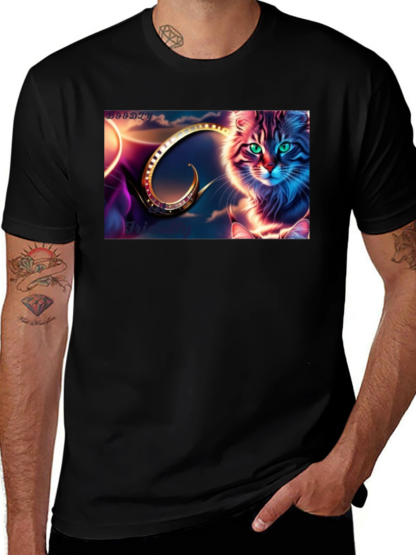 Variant 12 of Fantasy Cat Graphic Tee - Unique Design, Soft Cotton