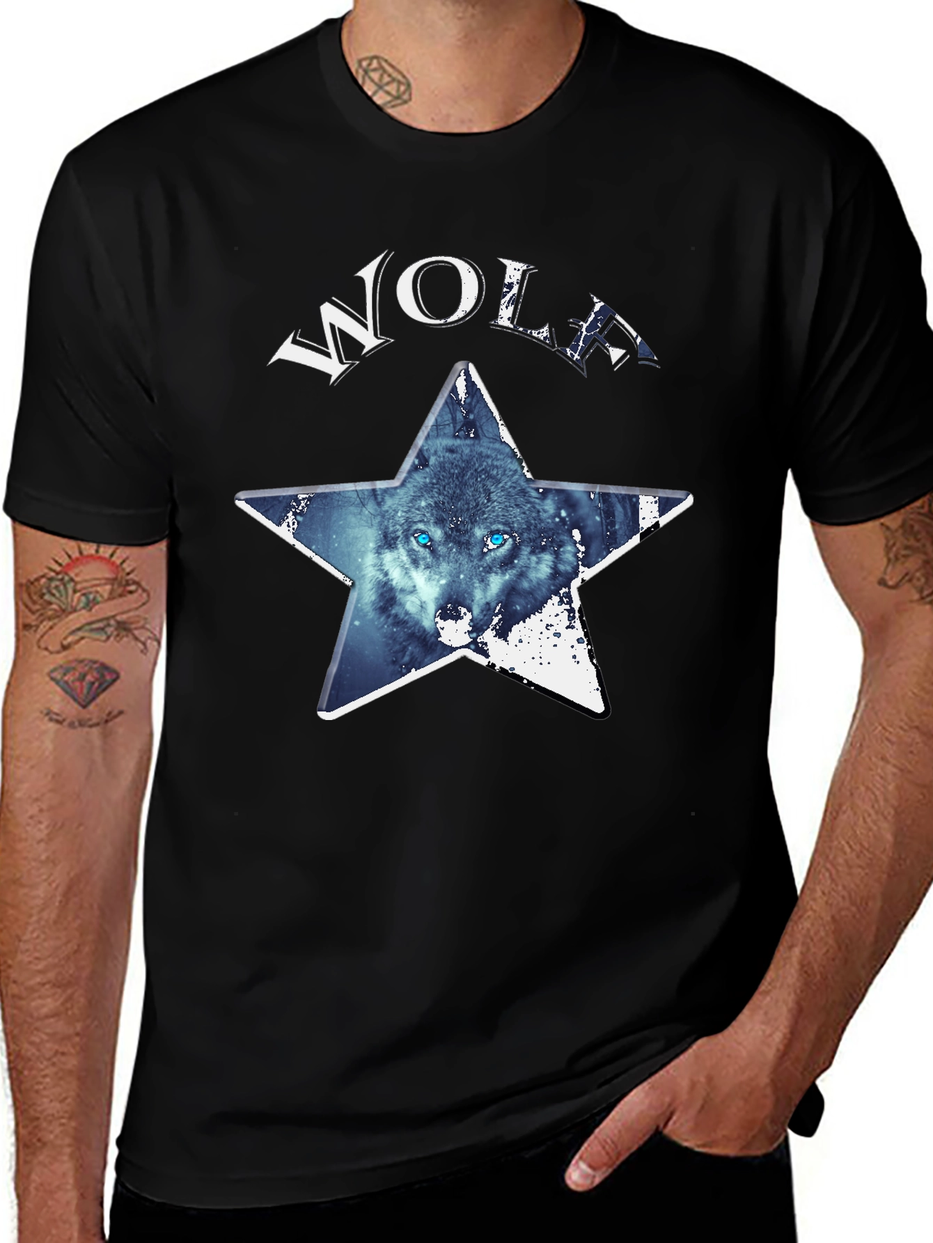 Variant 2 of Wolf Star Graphic T-Shirt - Premium Black Tee