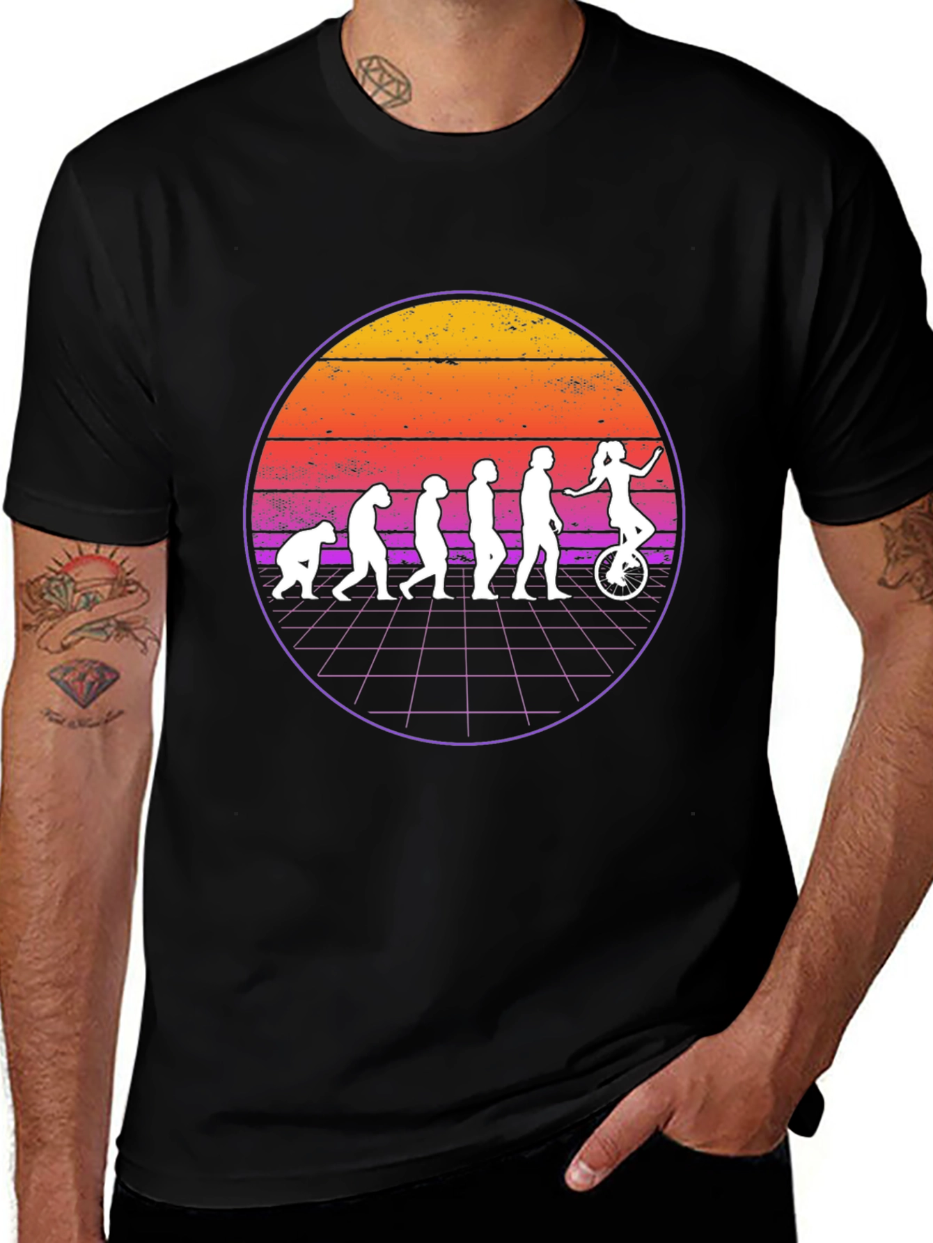 Variant 21 of Evolution Unicycle T-Shirt - Retro Style
