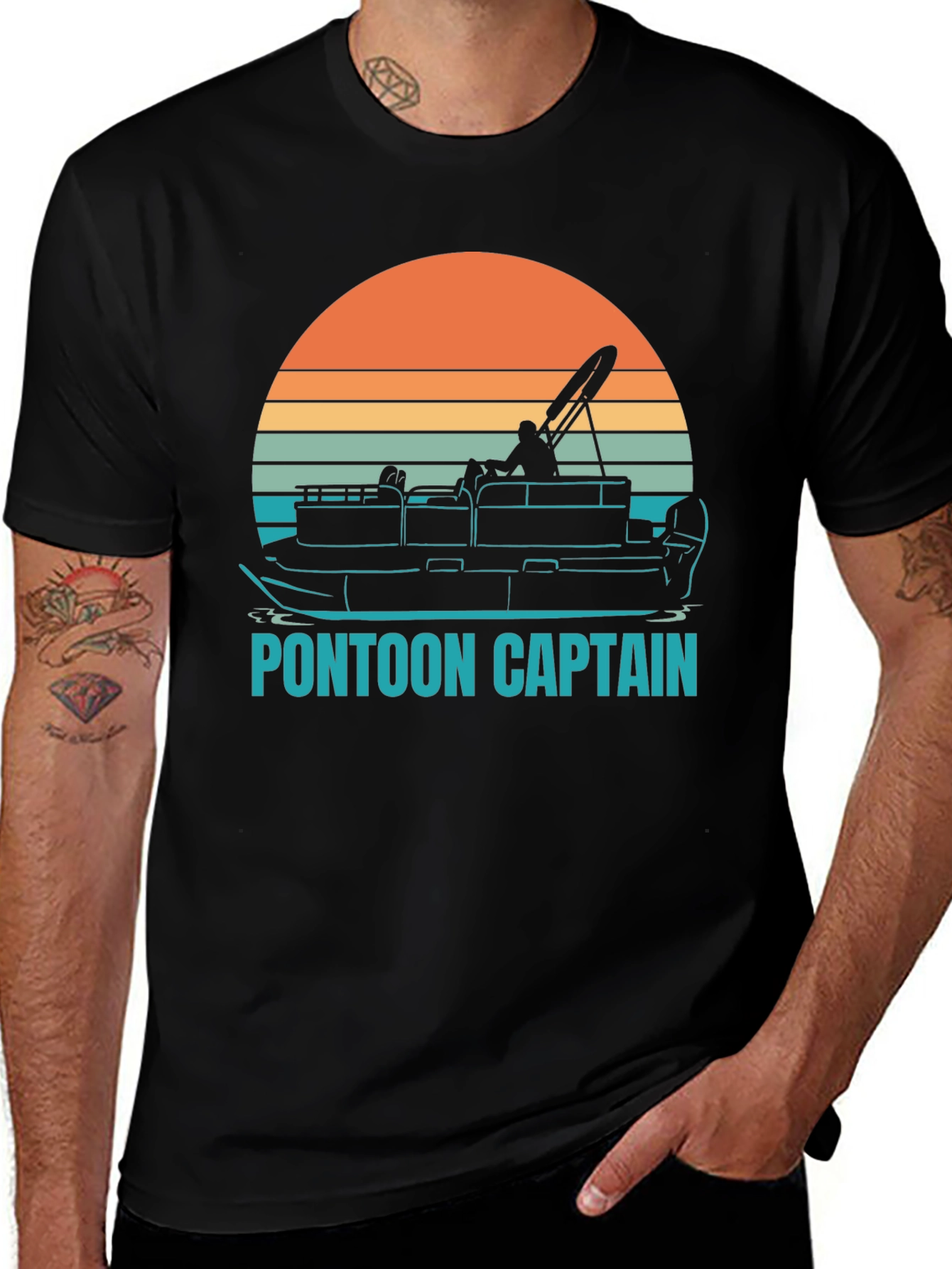 Variant 27 of Pontoon Captain T-Shirt - Sunset Graphic Tee