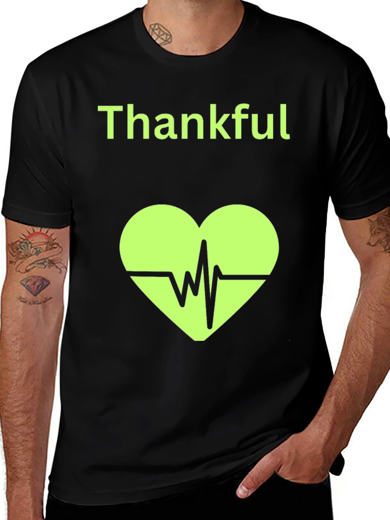 Variant 12 of Thankful Heartbeat T-Shirt - Black
