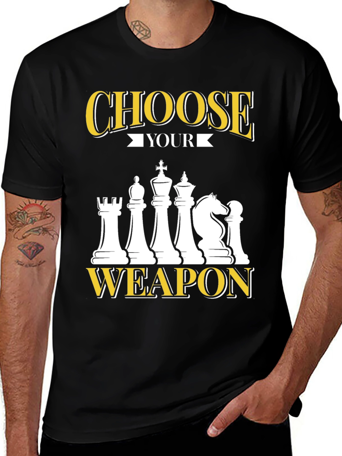Variant 18 of Choose Your Weapon Chess Graphic Tee - Black