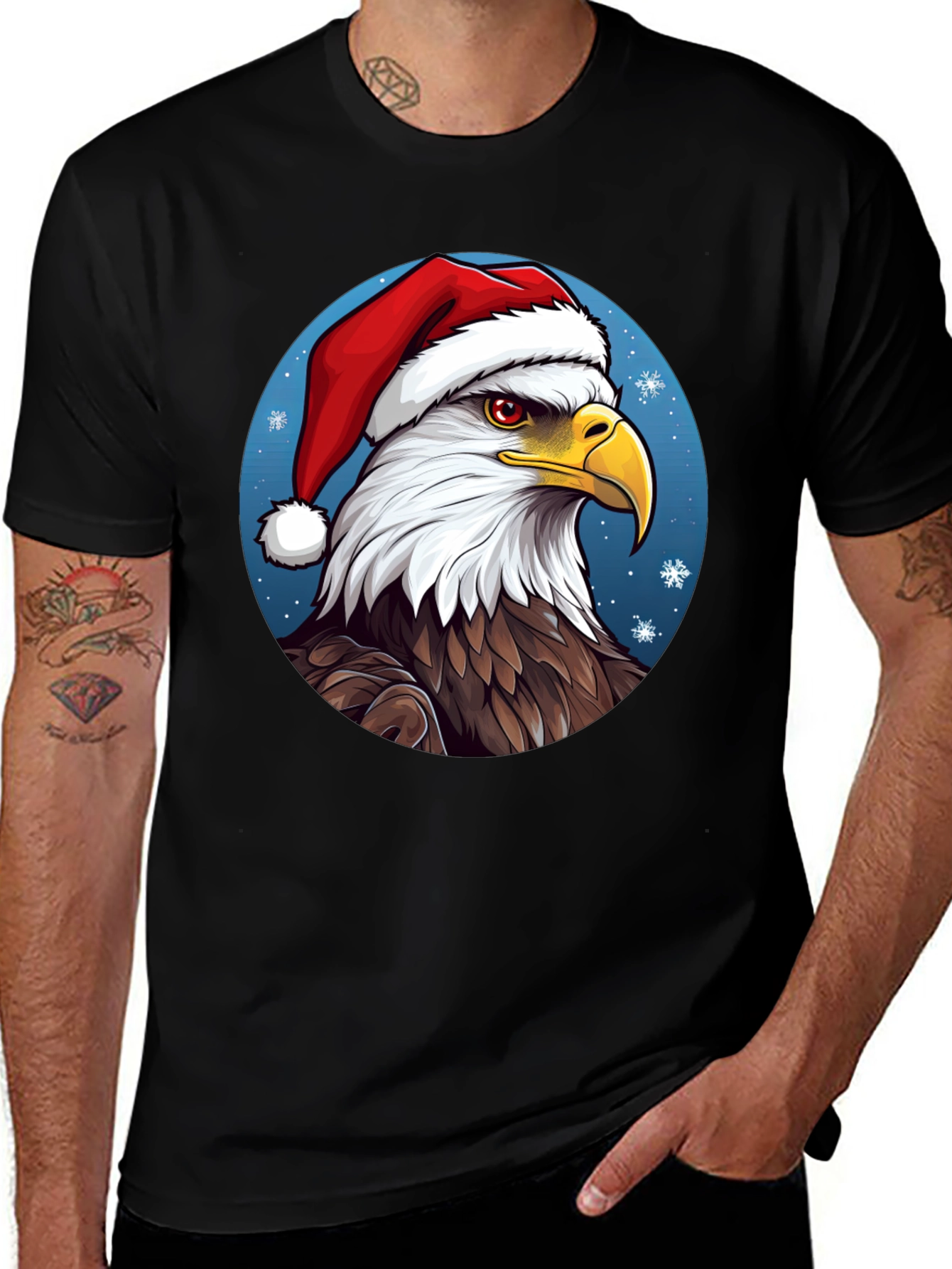 Variant 29 of Eagle in Santa Hat T-Shirt - Festive Design