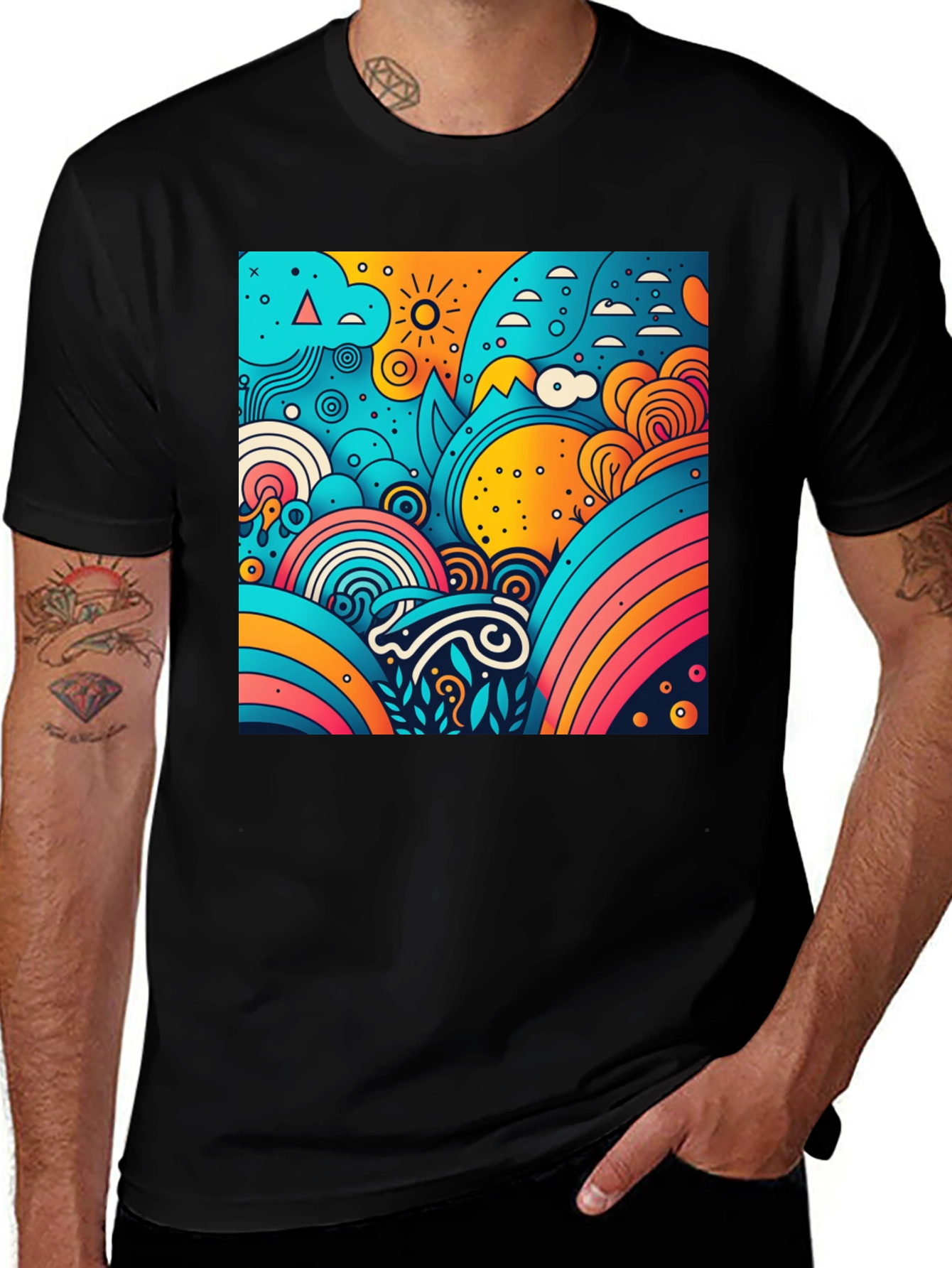 Variant 17 of Vibrant Abstract Graphic Tee - Artistic Style