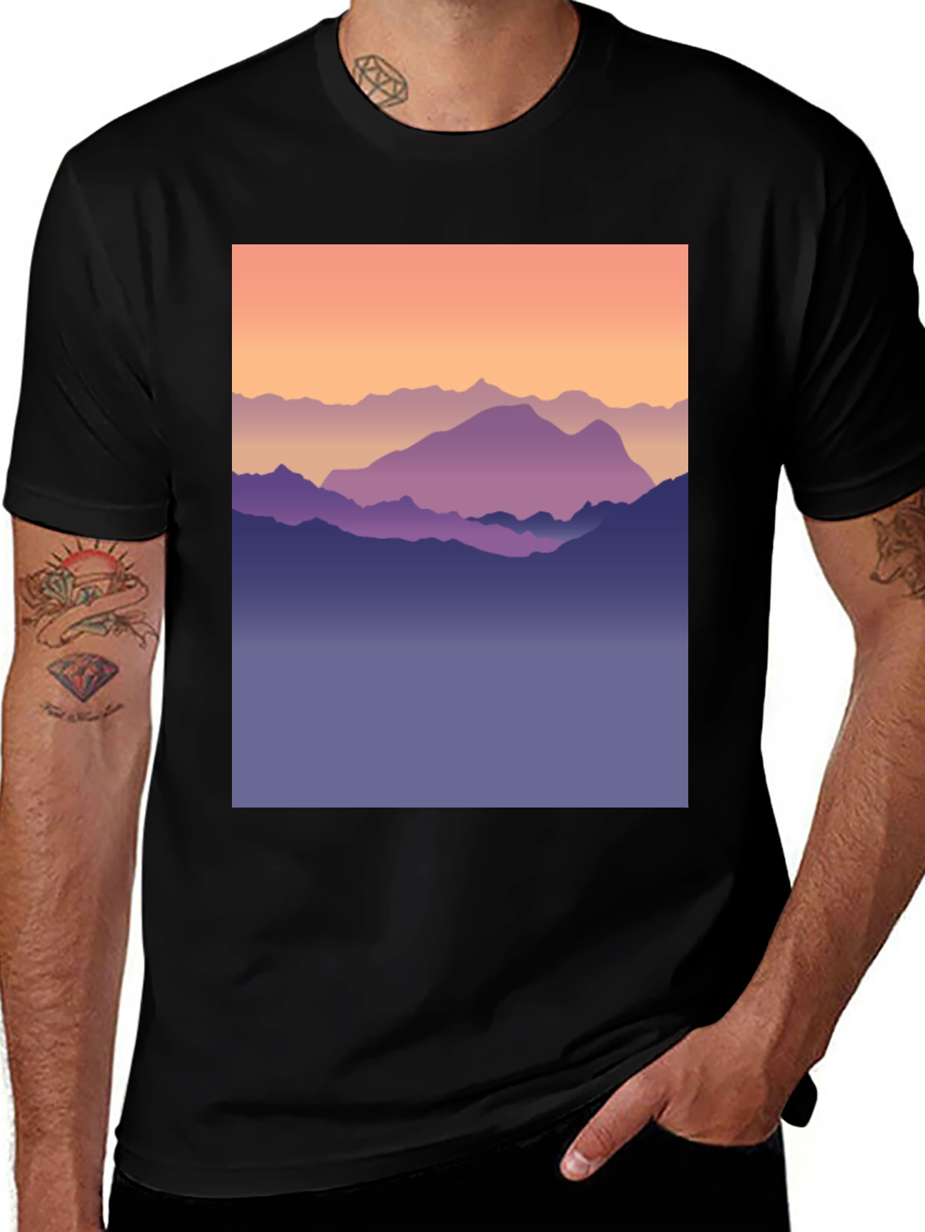 Variant 20 of Mountain Range Graphic Tee - Black Soft Cotton